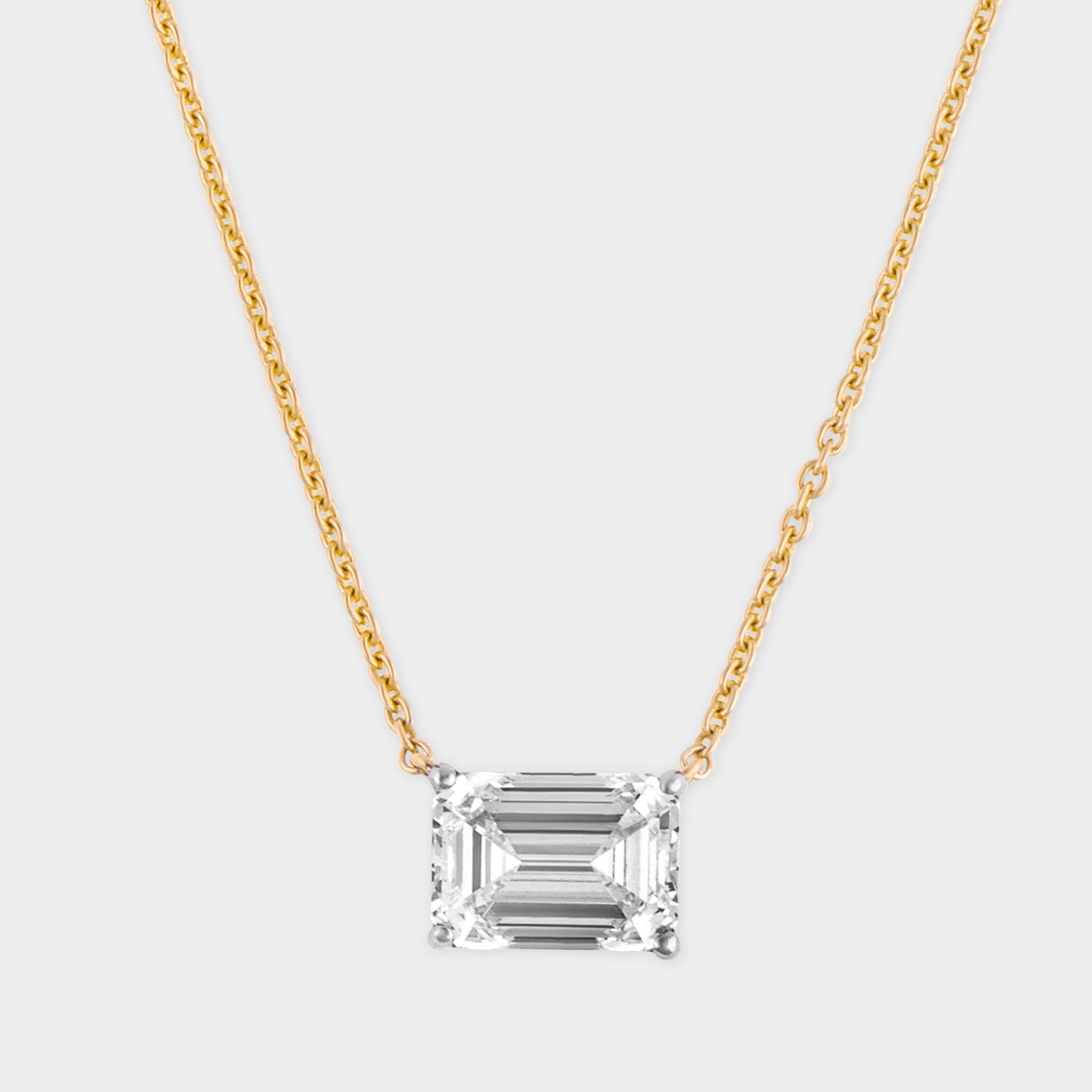 Sophisticated Emerald Cut 2.10 Carat Lab-Grown Solitaire Diamond Chain Pendant | SKU : 0020705633