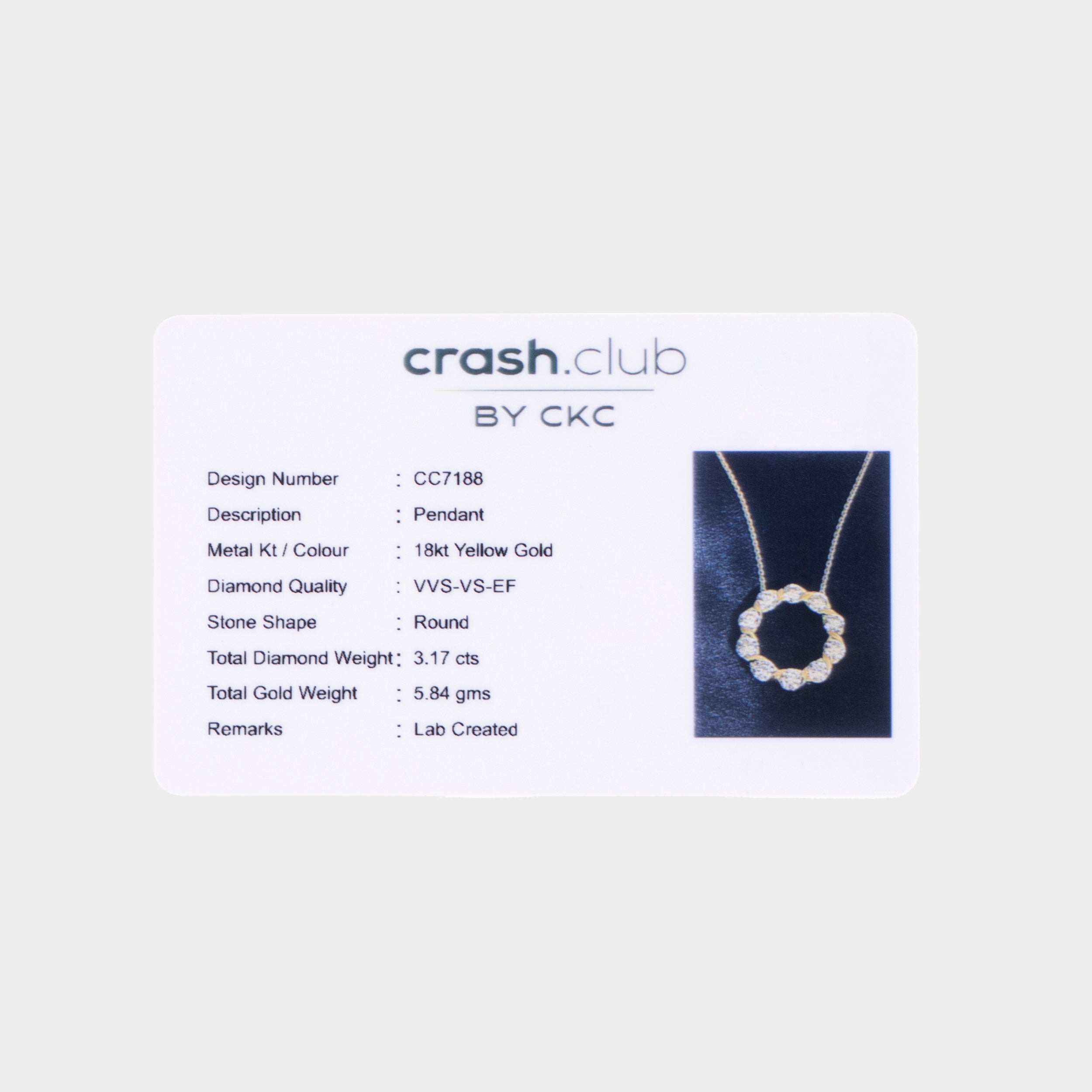 Round Brilliant 3.170 Carat Chic Circle Lab-Grown Diamond Chain Pendant | SKU : 0020705640