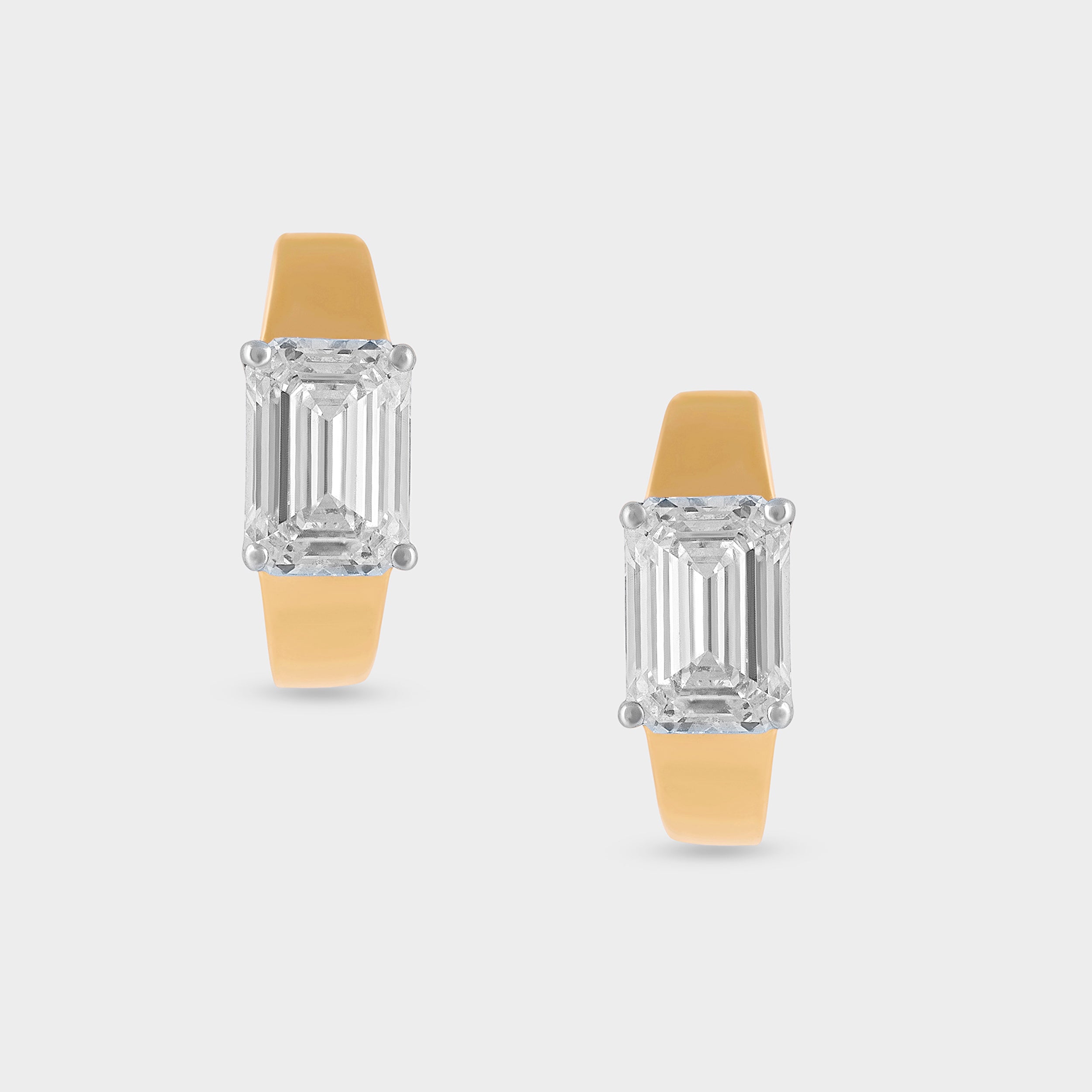 Emerald-Cut 2.16 Carat Solitaire Pair Lab-Grown Diamond Ear Hoops | SKU : 0020705657