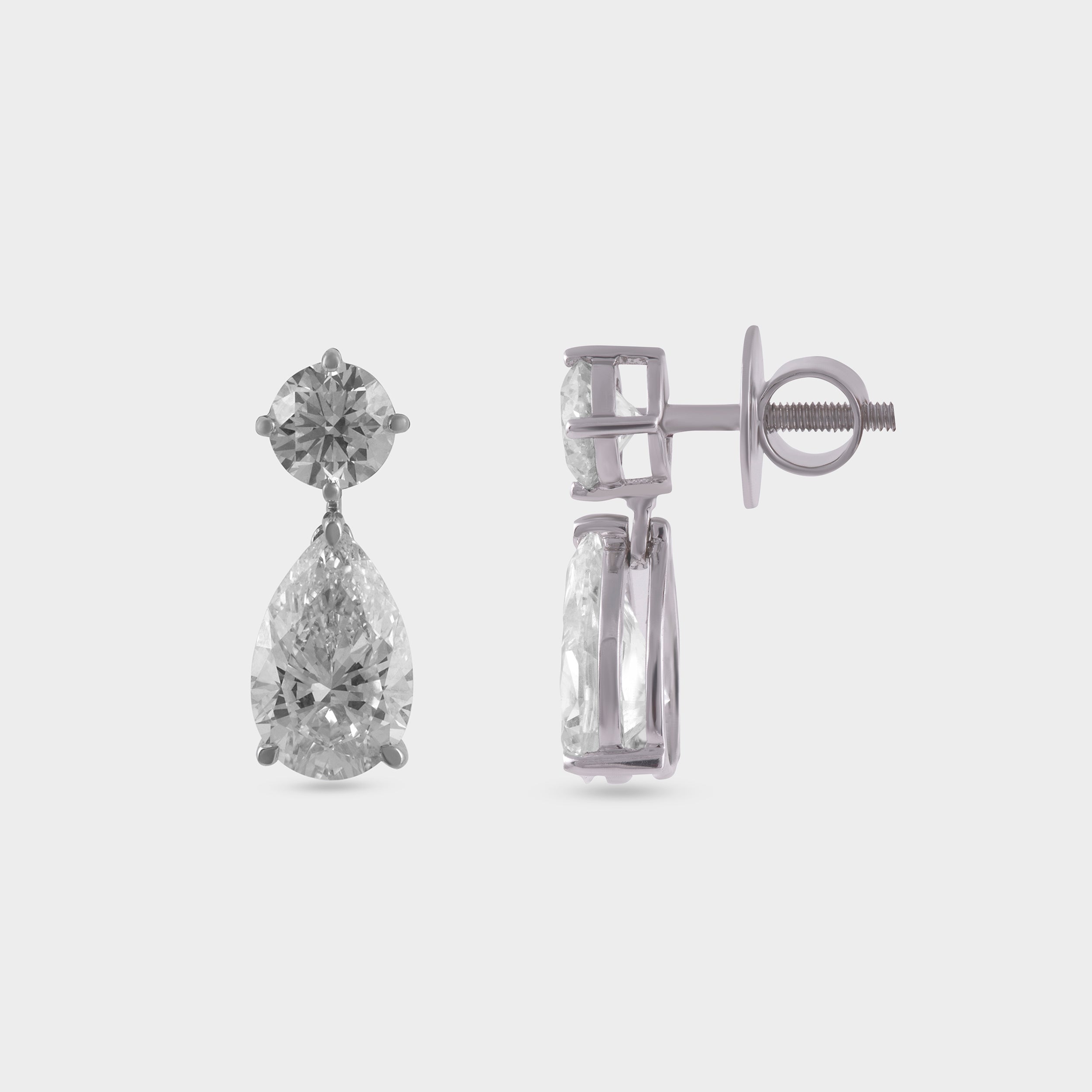 Dual Diamond 4.04 Carat Lab-Grown Diamond Pair Drop Earrings in 18KT White Gold | SKU : 0020705664