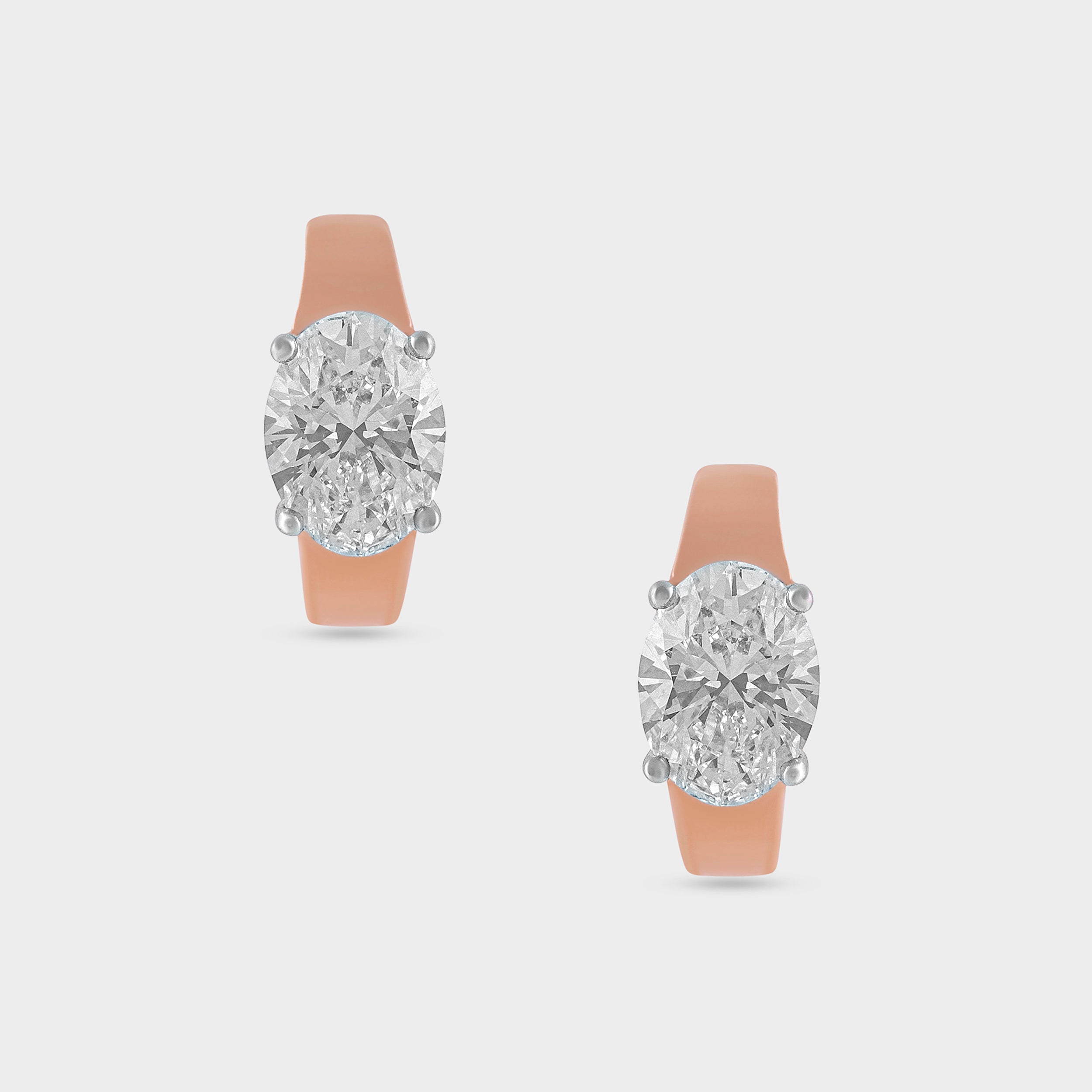 Oval Cut Solitaire 2.06 Carat Lab-Grown Diamond Pair Ear Hoops in 18kt Rose Gold | SKU : 0020705688