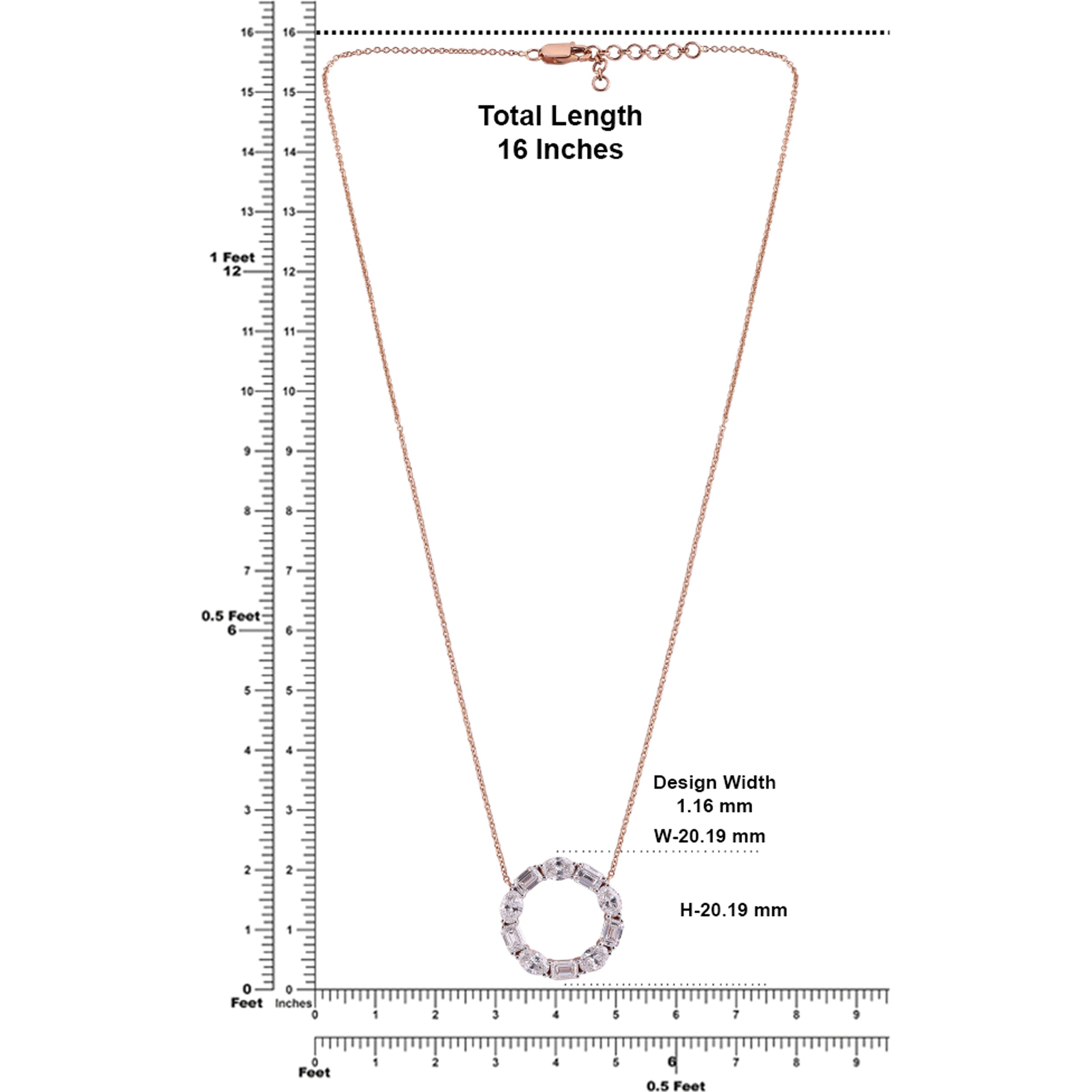 Oval & Emerald-Cut 2.88 Carat Circle Pendant Lab-Grown Diamond Necklace in Rose Gold| SKU : 0020709556