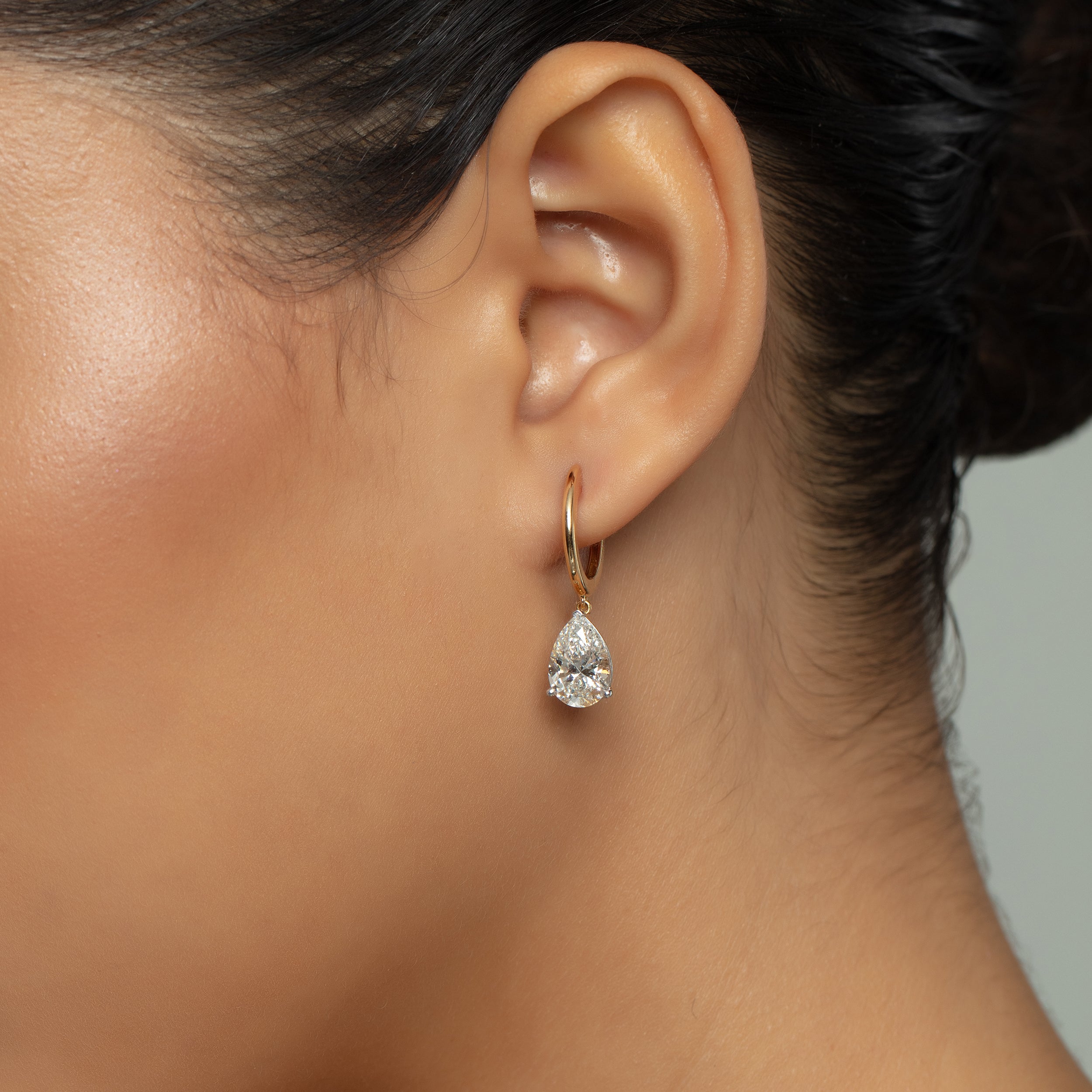 Pear-Shaped Solitaire 4.10 Carat Lab-Grown Diamond Pair Ear Hoops | SKU : 0020709594