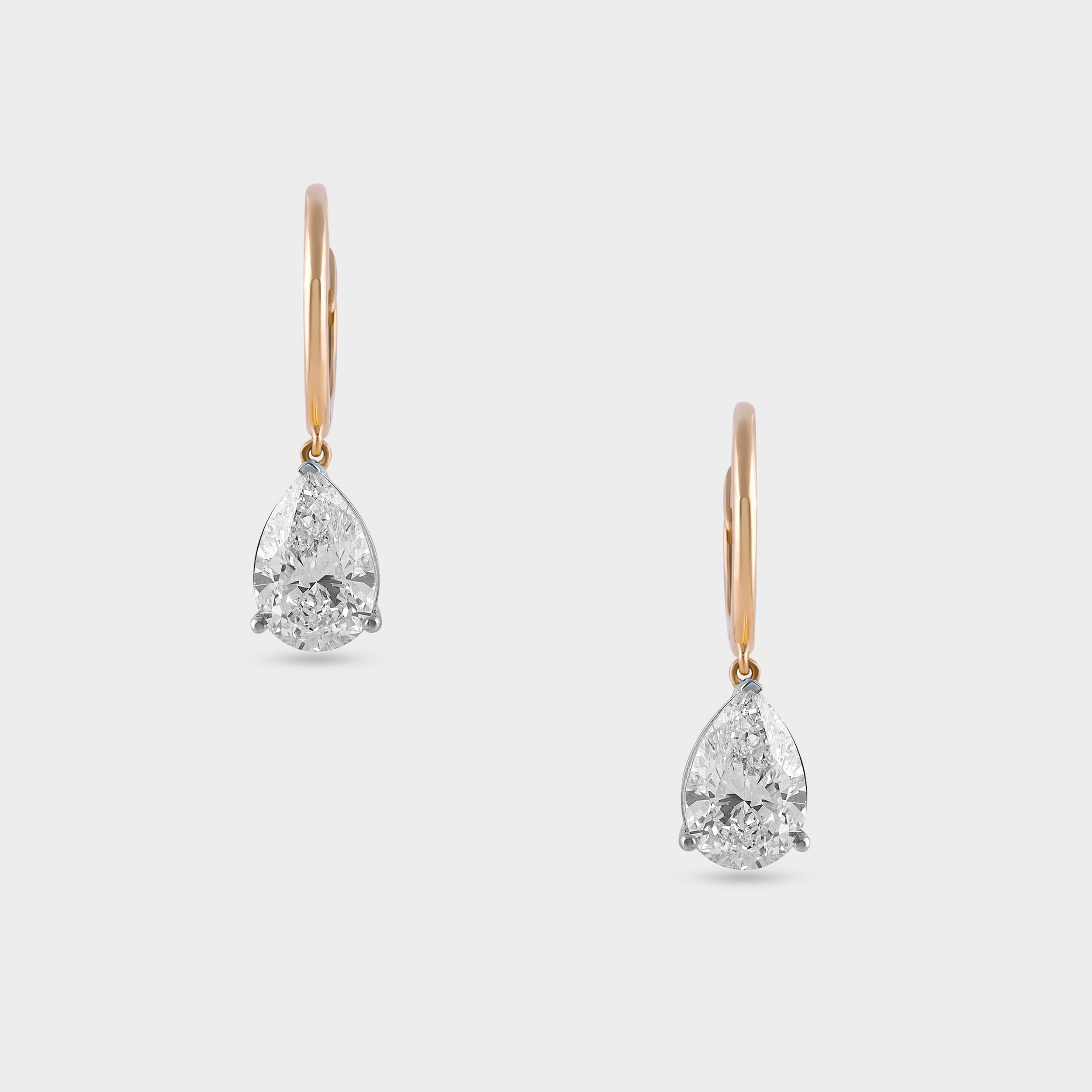 Pear-Shaped Solitaire 4.10 Carat Lab-Grown Diamond Pair Ear Hoops | SKU : 0020709594