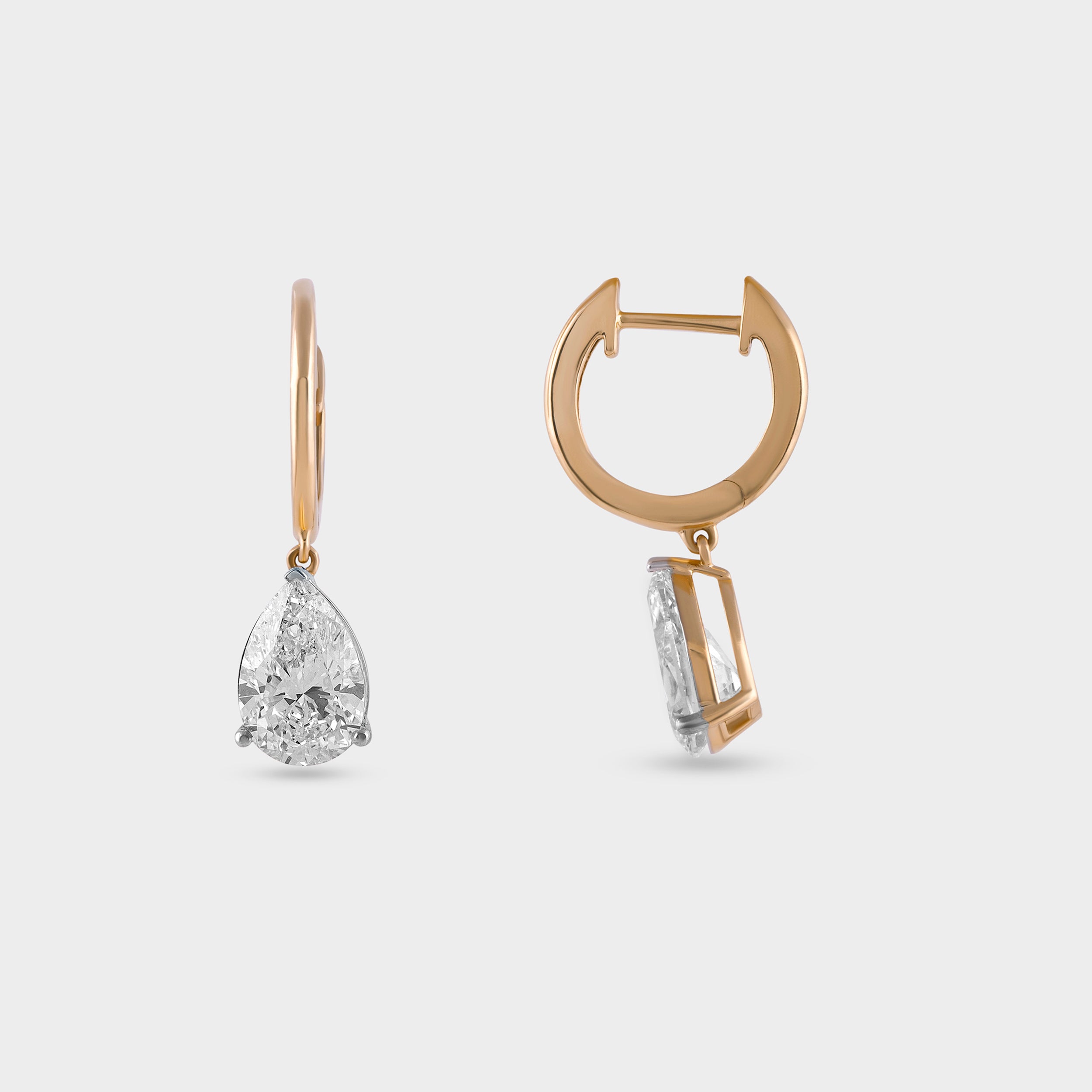 Pear-Shaped Solitaire 4.10 Carat Lab-Grown Diamond Pair Ear Hoops | SKU : 0020709594