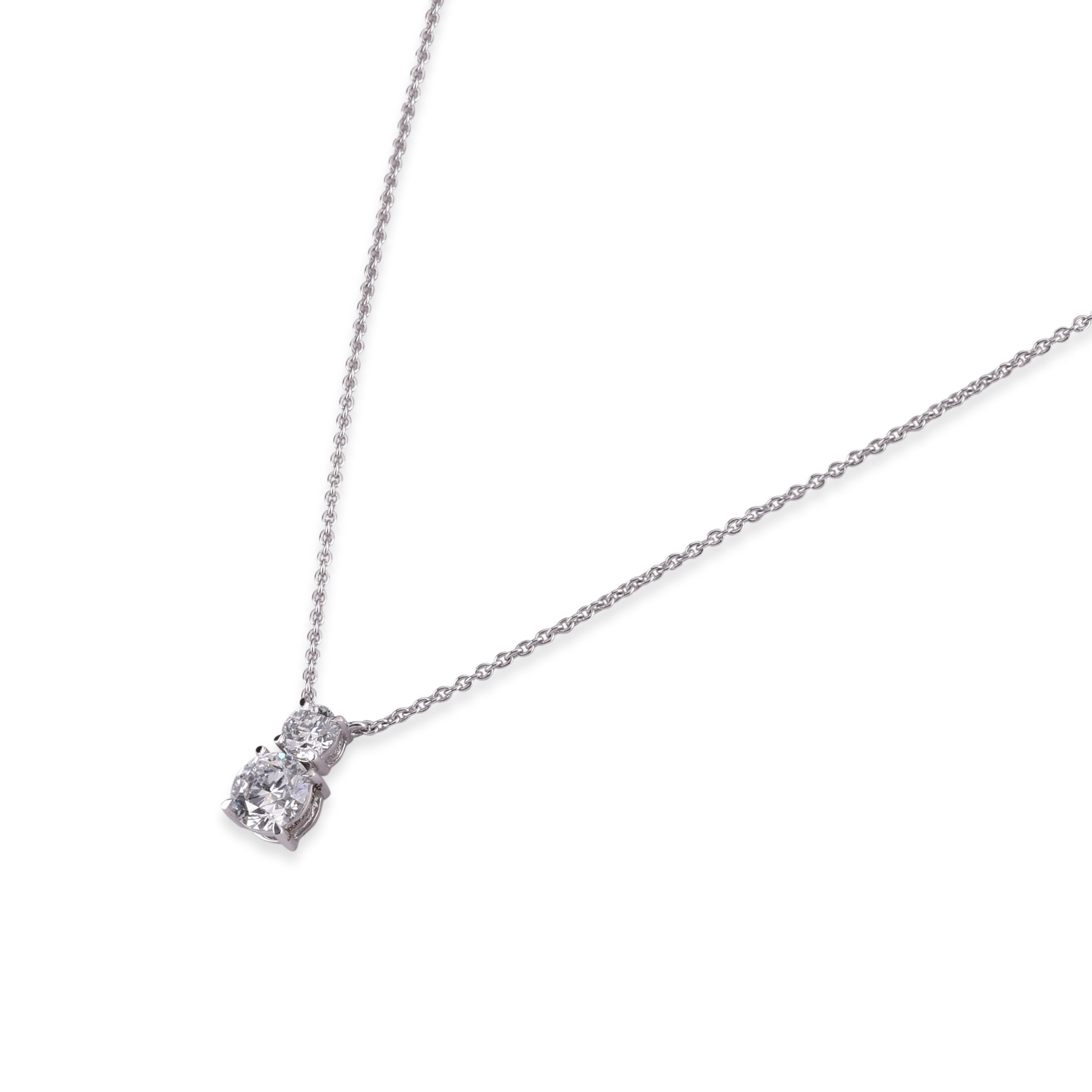 Round Brilliant 0.96 Carat Duo Lab-Grown Diamond Necklace in White Gold| SKU : 0020719432