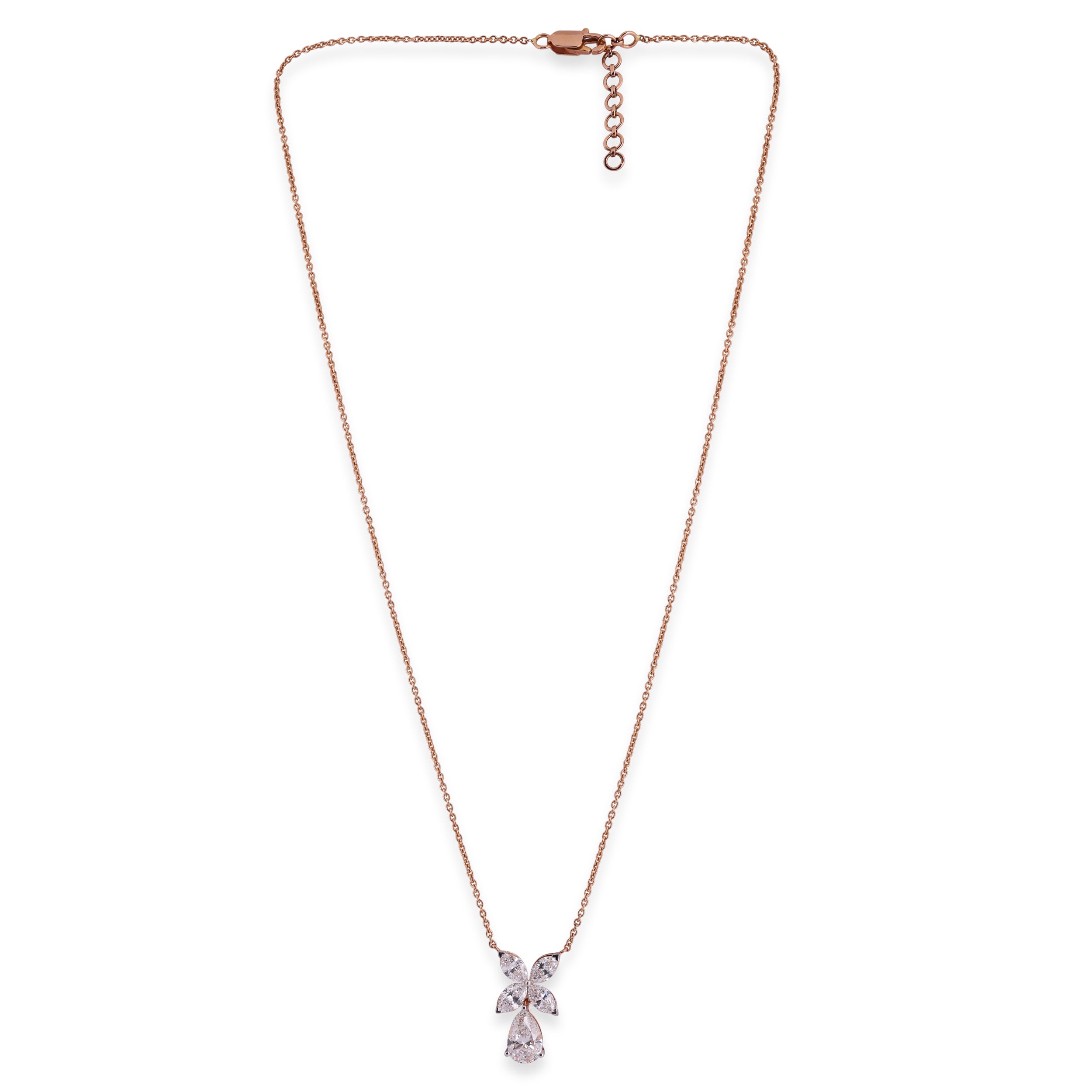 Pear & Marquise-Cut 2.02 Carat Floral Pattern Lab-Grown Diamond Necklace in Rose Gold| SKU : 0020719449