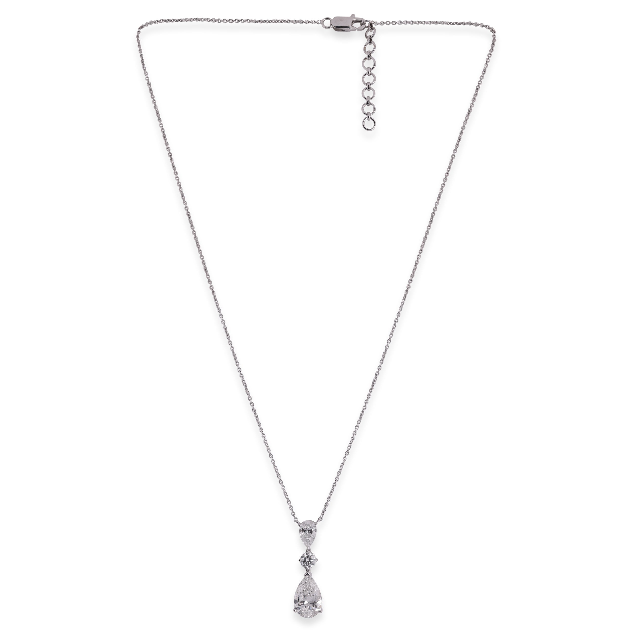 Pear & Round Brilliant-Cut 2.81 Carat Triple Lab-Grown Diamond Design Necklace in White Gold| SKU : 0020719456