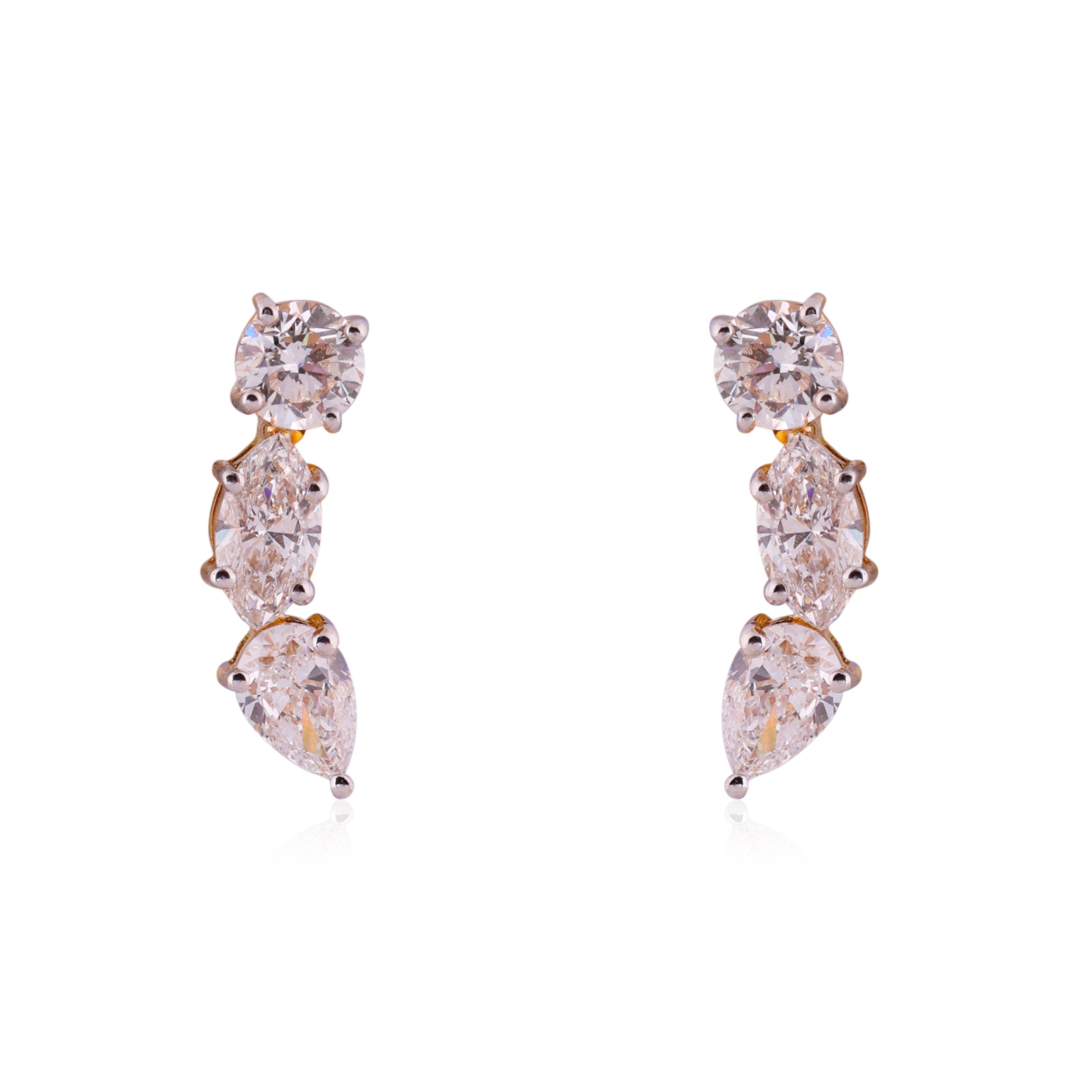 18Kt Yellow Gold Triple Cut Lab-Grown Diamond Earstuds | SKU : 0020719883