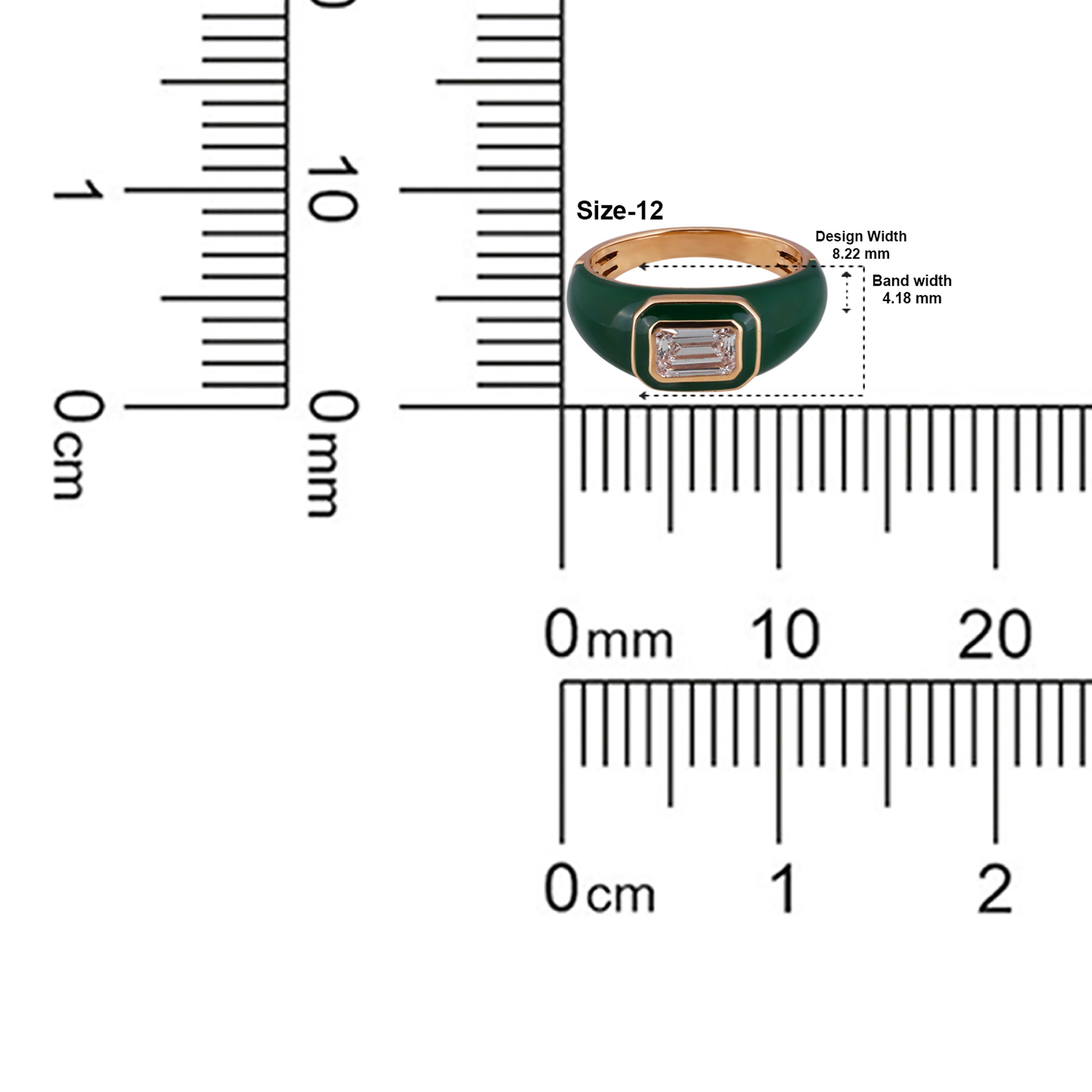 Emerald-Cut 1.39 Carat Lab-Grown Green Enamel Accent Diamond Band Ring | SKU : 0020740825