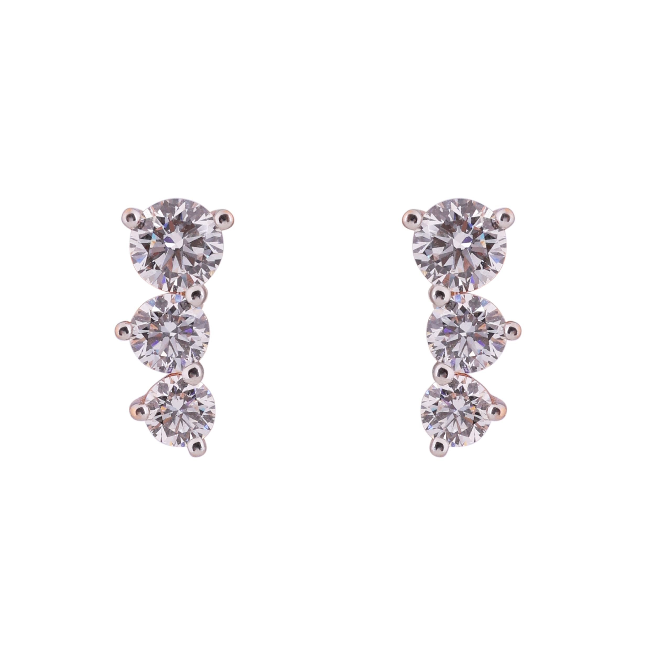 Three-Diamond Lab-Grown Earstuds in 18K Rose Gold | SKU : 0020741785