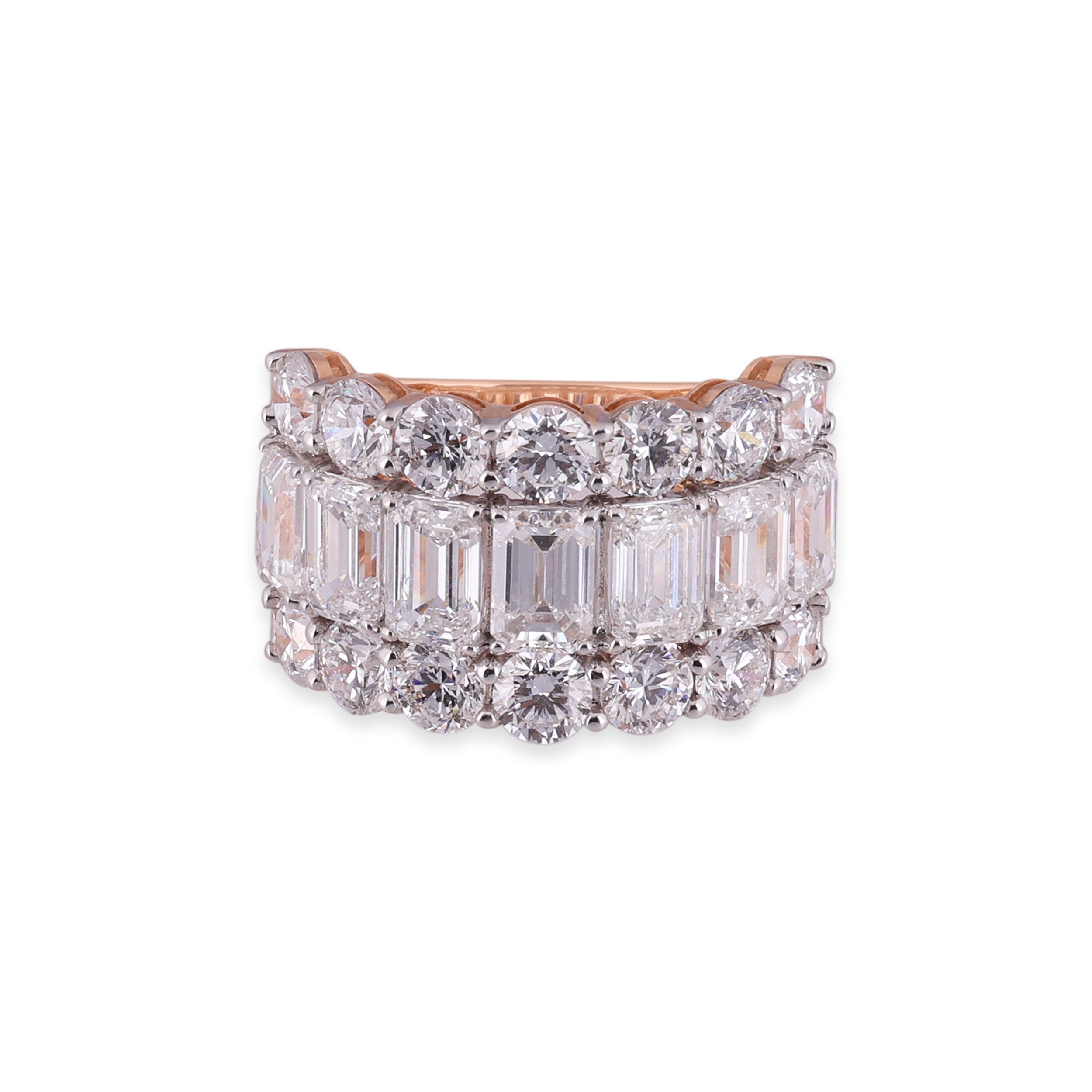 Round Brilliant & Emerald-Cut 7.59 Carat Lab-Grown Diamond Statement Ring | SKU : 0020741853