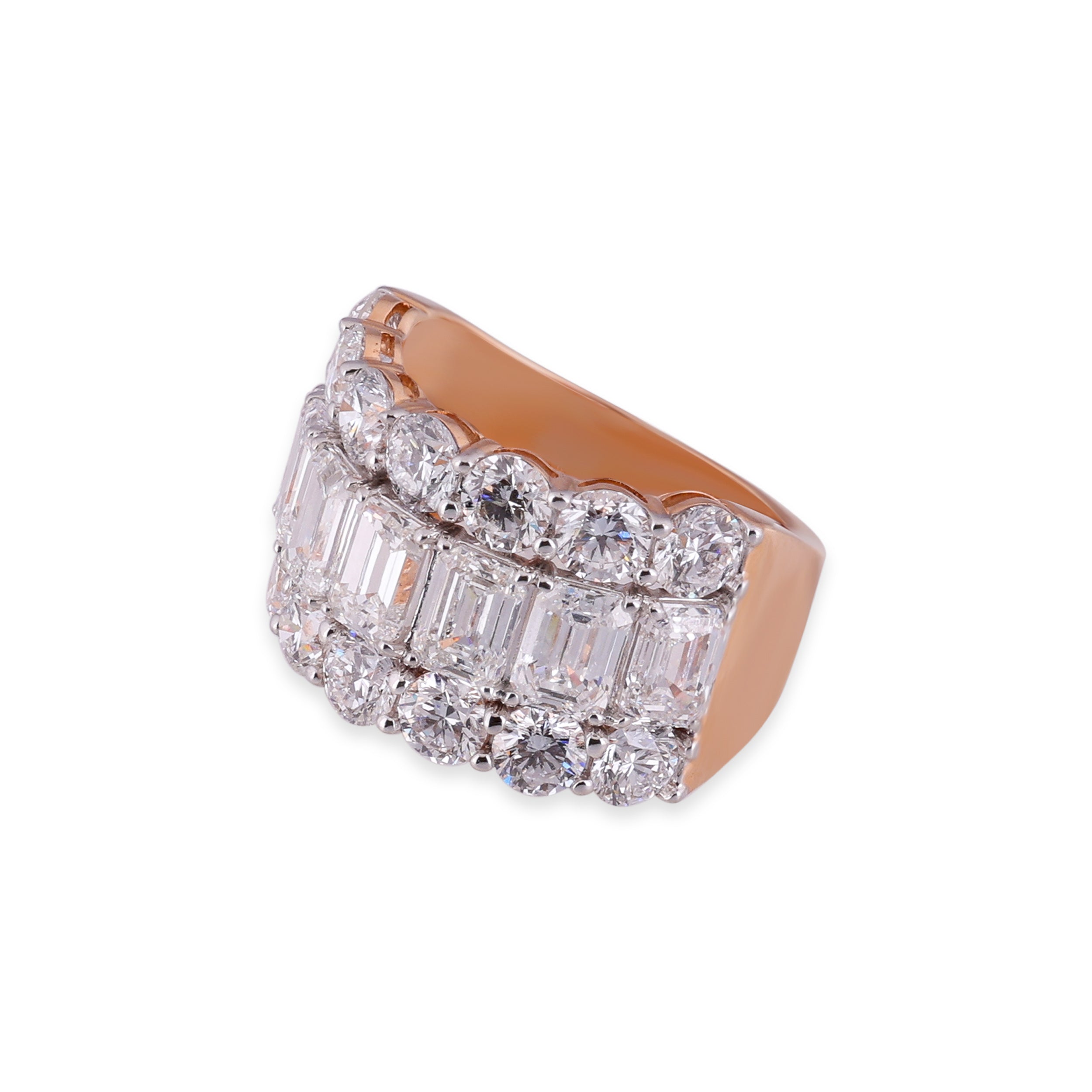 Round Brilliant & Emerald-Cut 7.59 Carat Lab-Grown Diamond Statement Ring | SKU : 0020741853