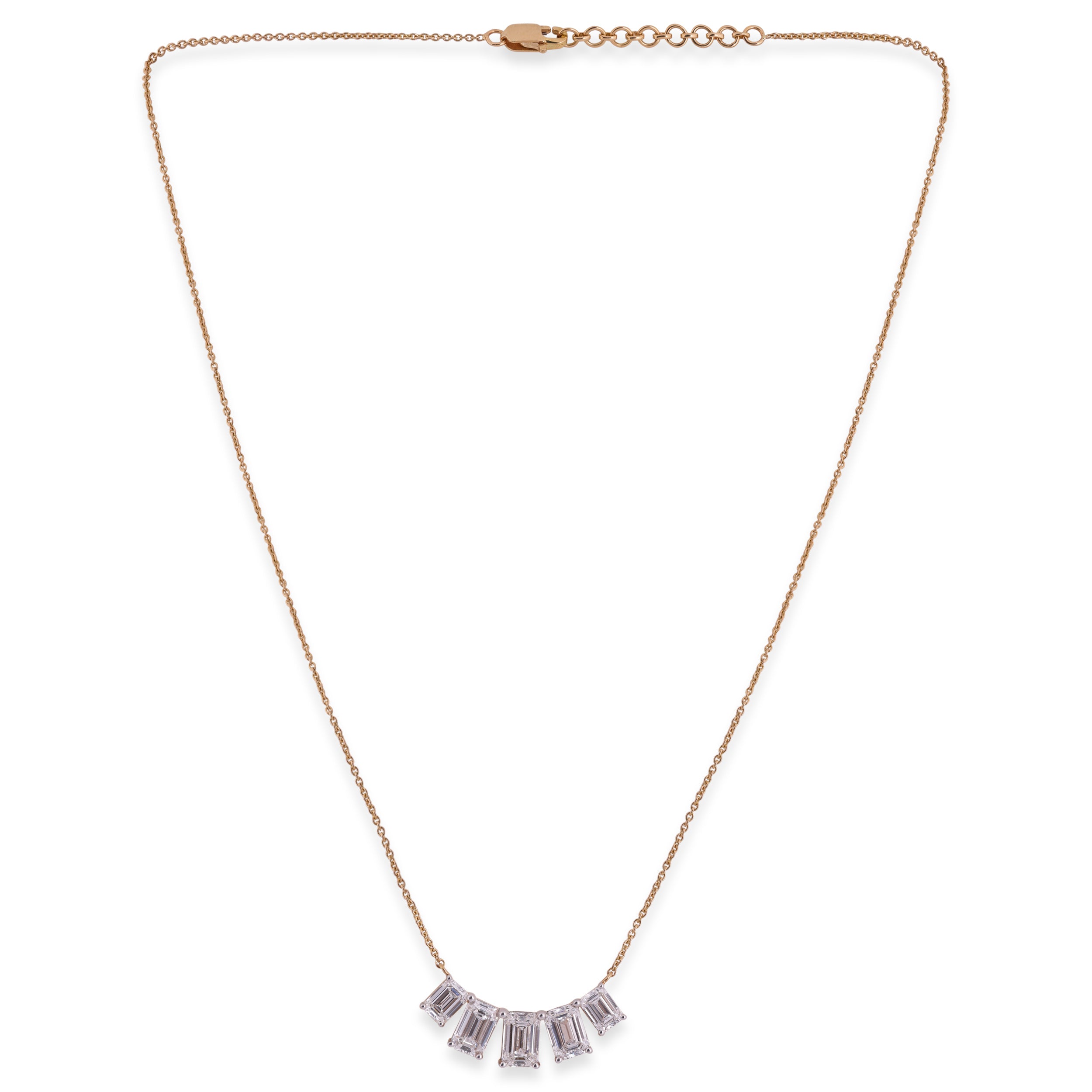 Emerald-Cut 3.71 Carat Lab-Grown Diamond Fan Necklace in Yellow Gold| SKU : 0020741860