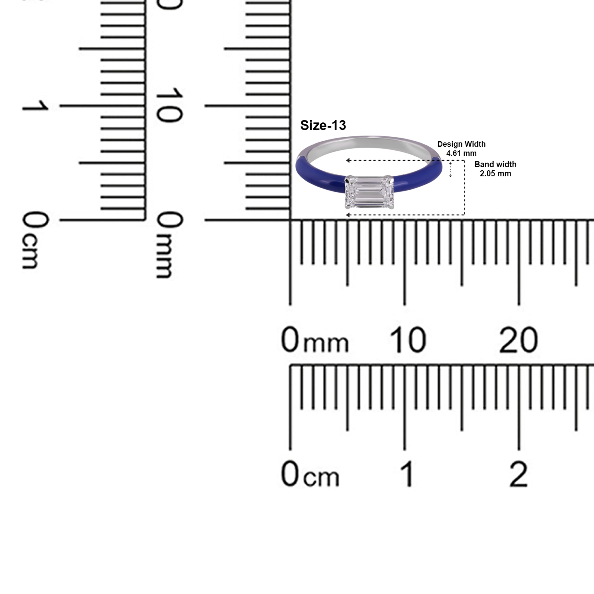 Emerald-Cut 0.84 Carat Lab-Grown Blue Enamel Diamond Ring | SKU : 0020743031