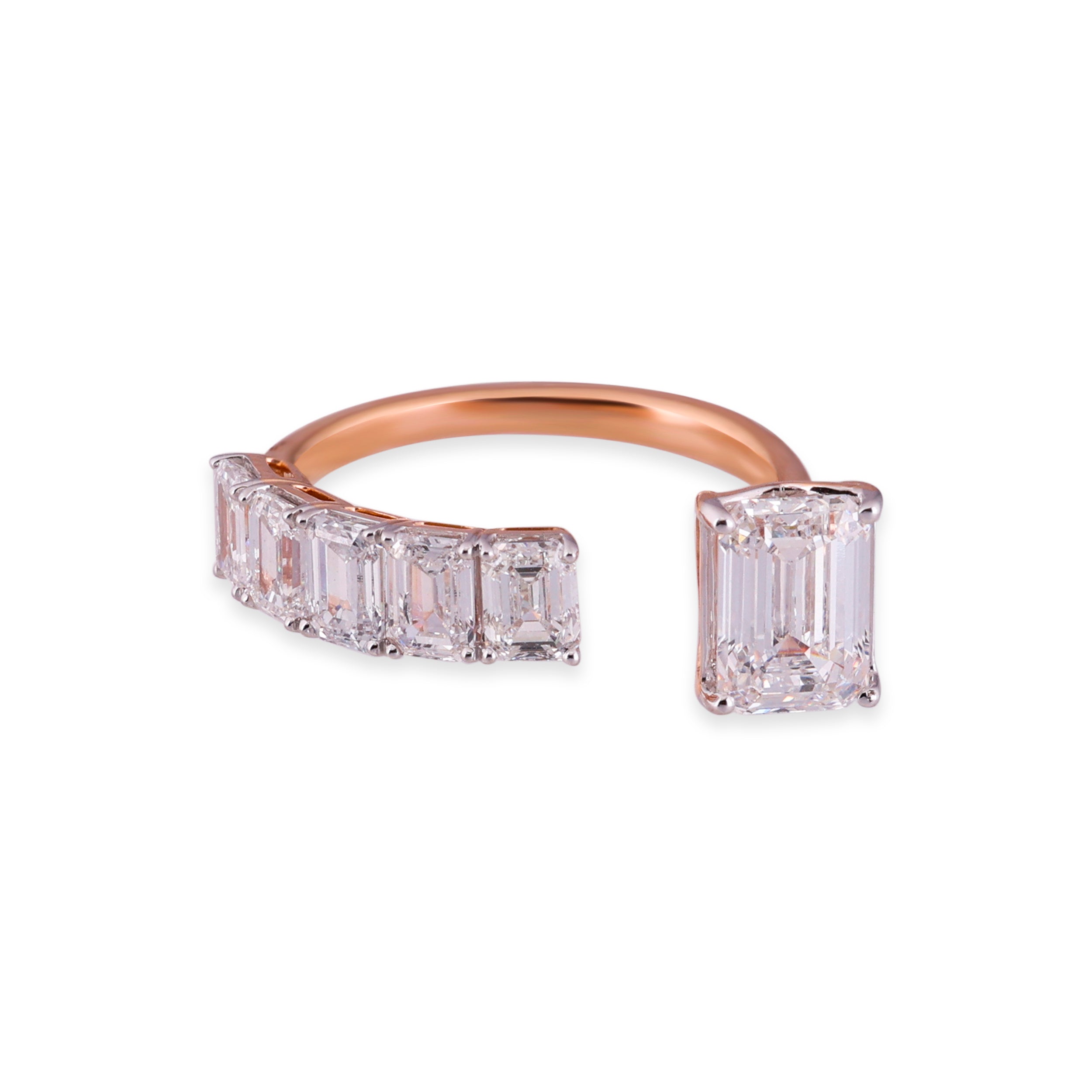 Emerald-Cut 3.06 Carat Lab-Grown Open Band Diamond Ring | SKU : 0020773168