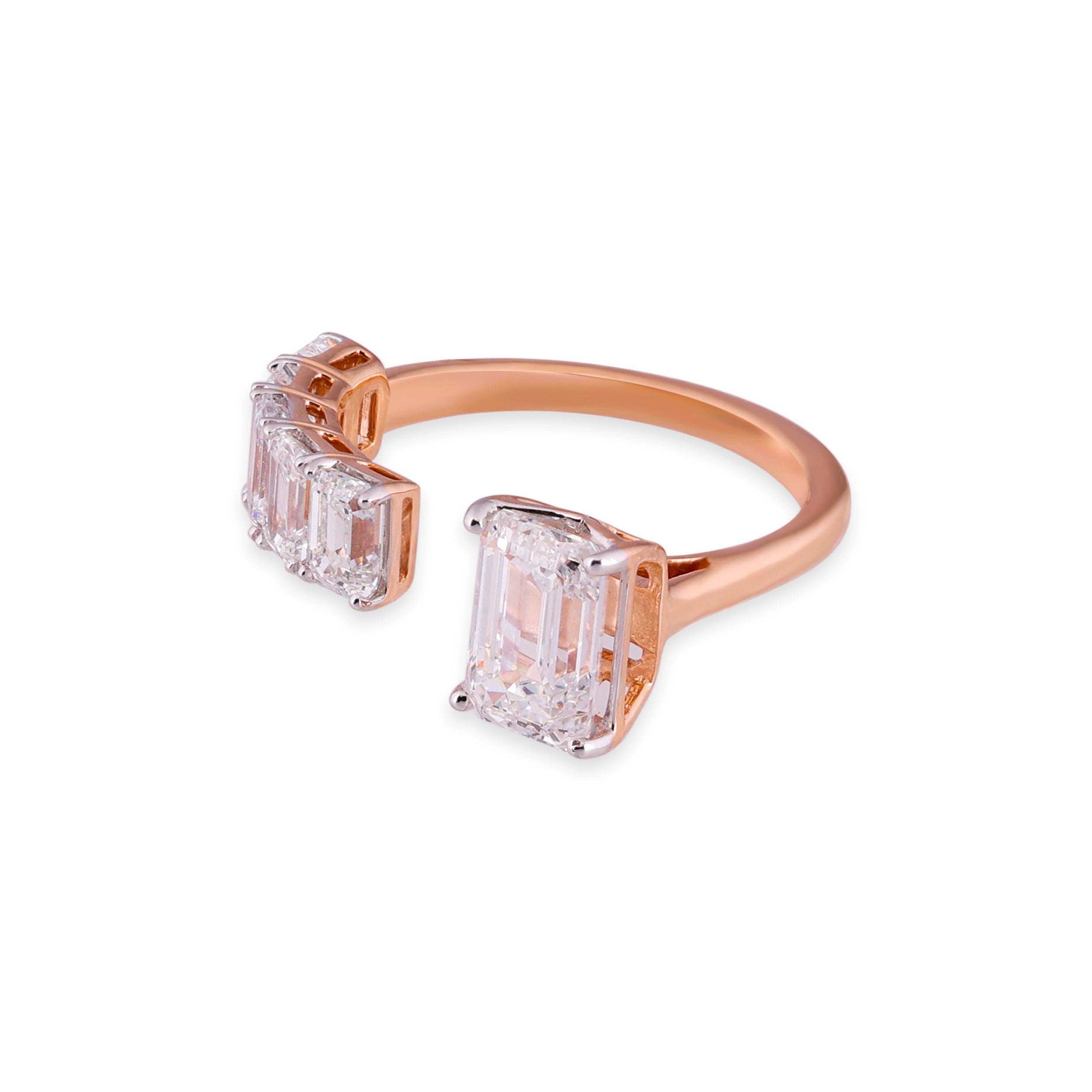 Emerald-Cut 3.06 Carat Lab-Grown Open Band Diamond Ring | SKU : 0020773168