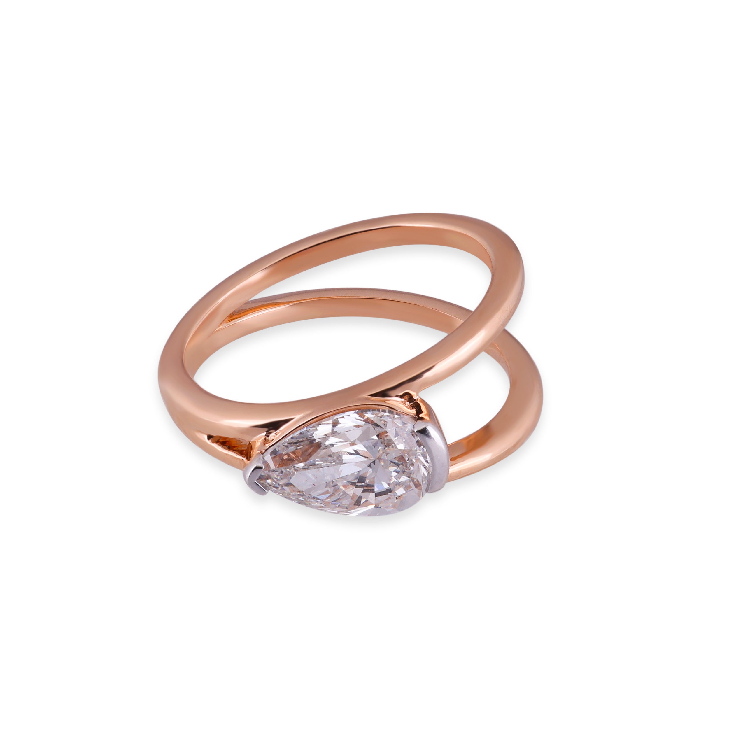 Pear-Cut 1.55 Carat Lab-Grown Double Band Diamond Ring | SKU : 0020773175