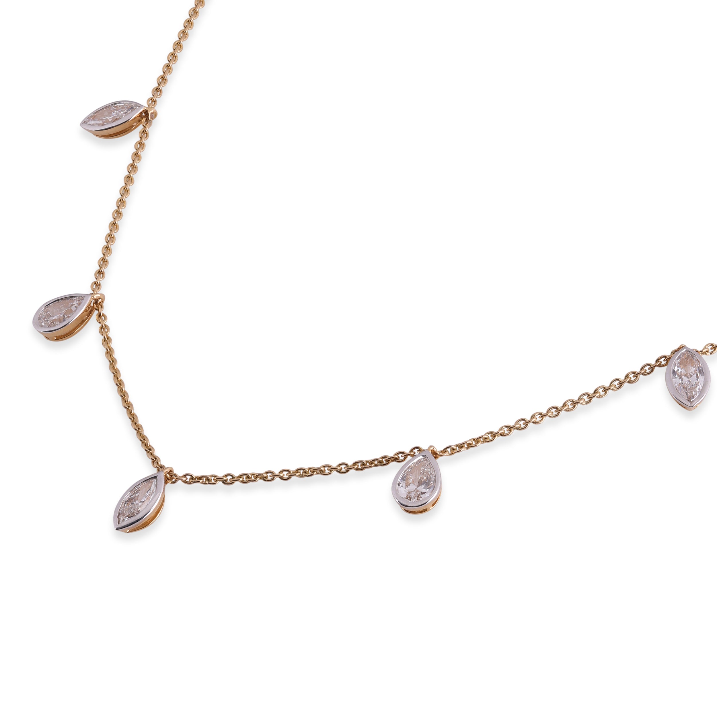 Pear & Marquise-Cut 2.61 Carat Lab-Grown Diamond Drop Necklace in Yellow Gold| SKU : 0020773182