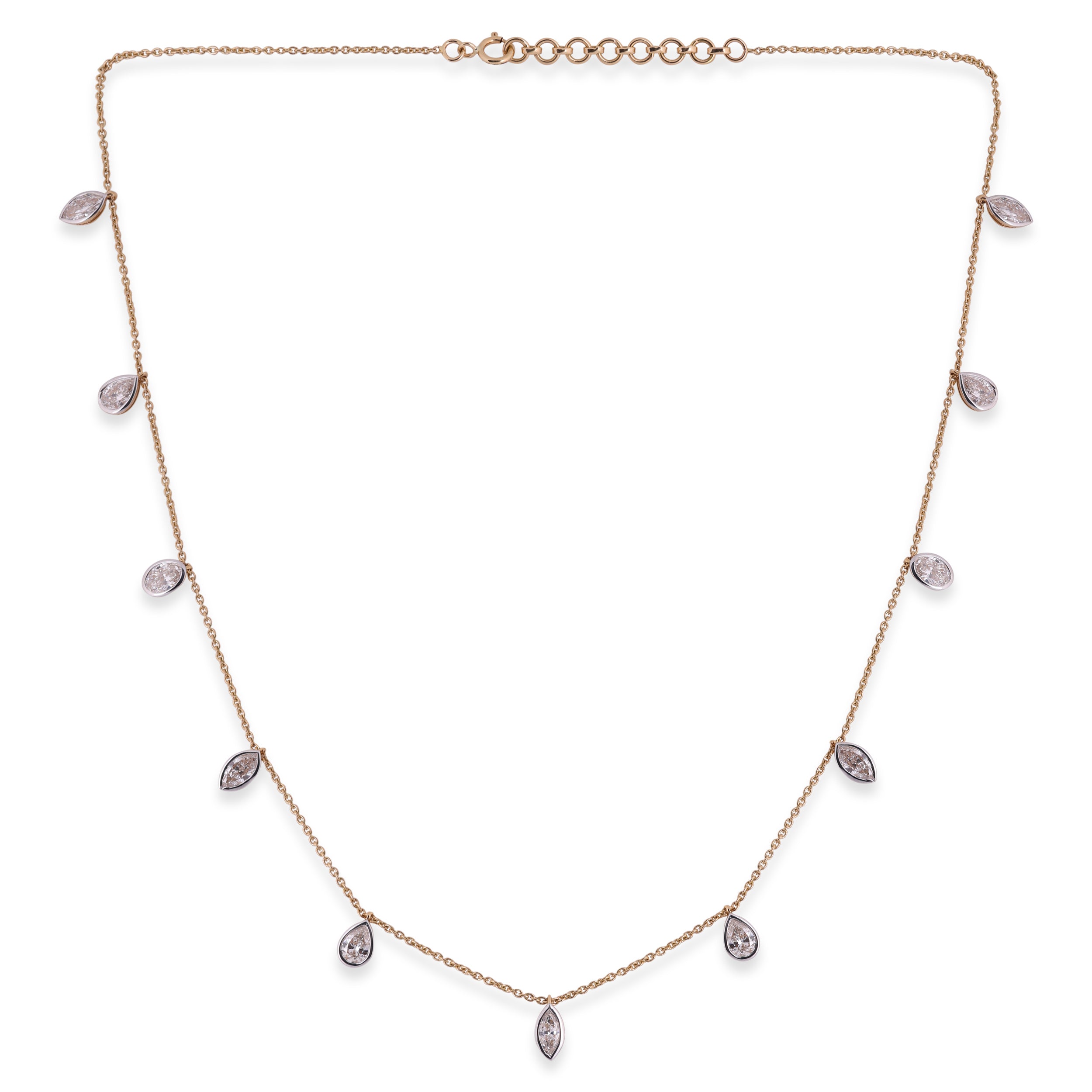 Pear & Marquise-Cut 2.61 Carat Lab-Grown Diamond Drop Necklace in Yellow Gold| SKU : 0020773182