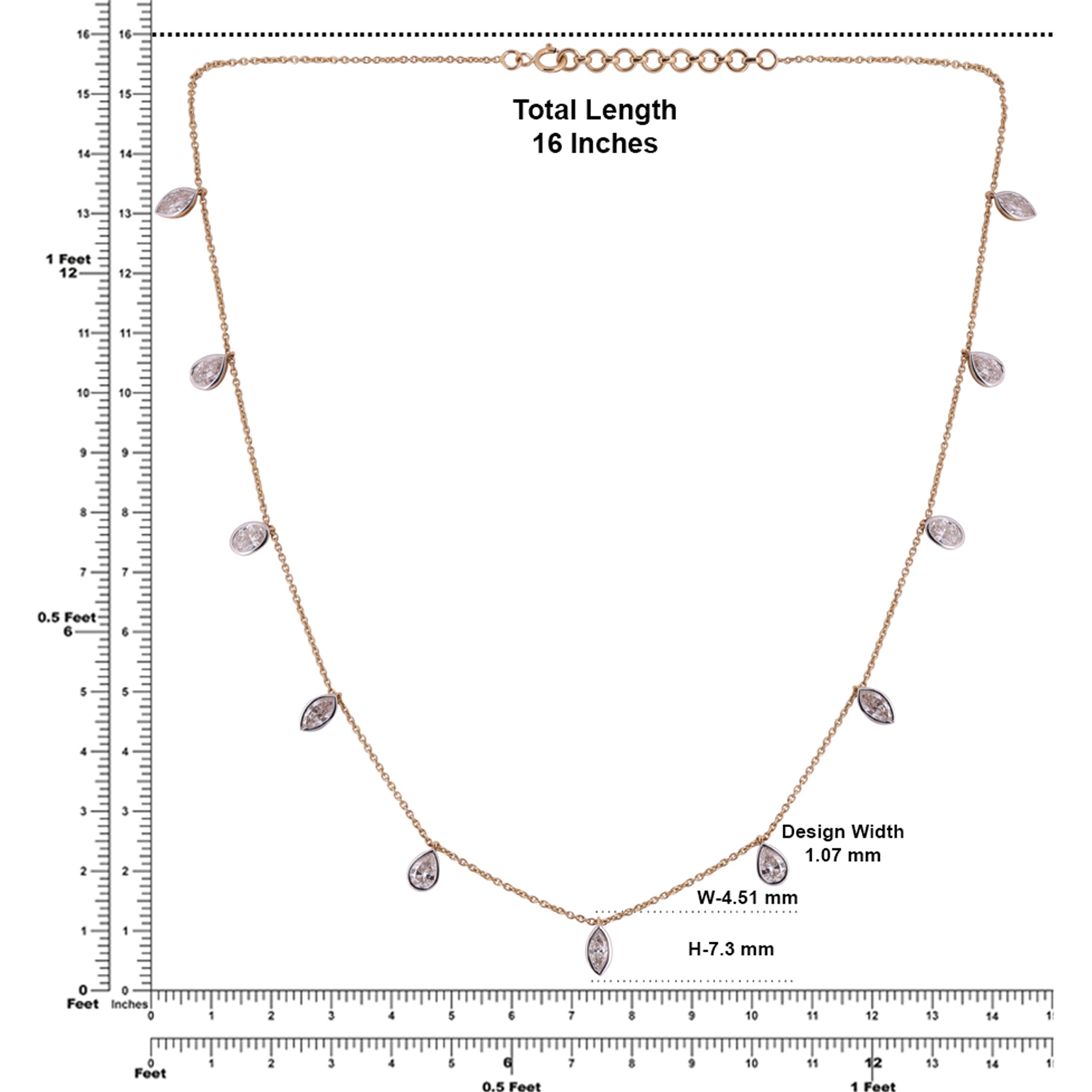 Pear & Marquise-Cut 2.61 Carat Lab-Grown Diamond Drop Necklace in Yellow Gold| SKU : 0020773182