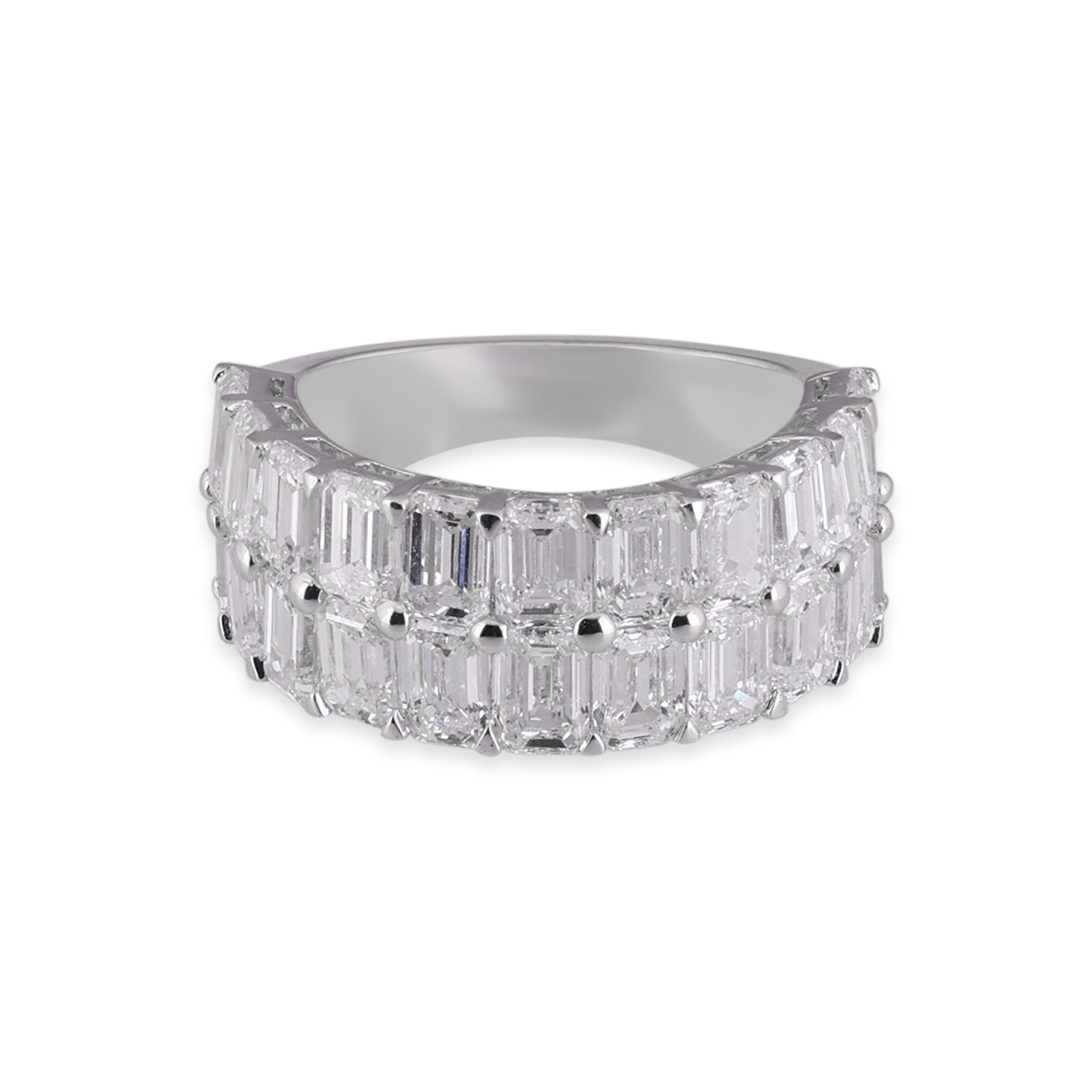 Emerald-Cut 5.95 Carat Lab-Grown Double Row Diamond Ring | SKU : 0020773199