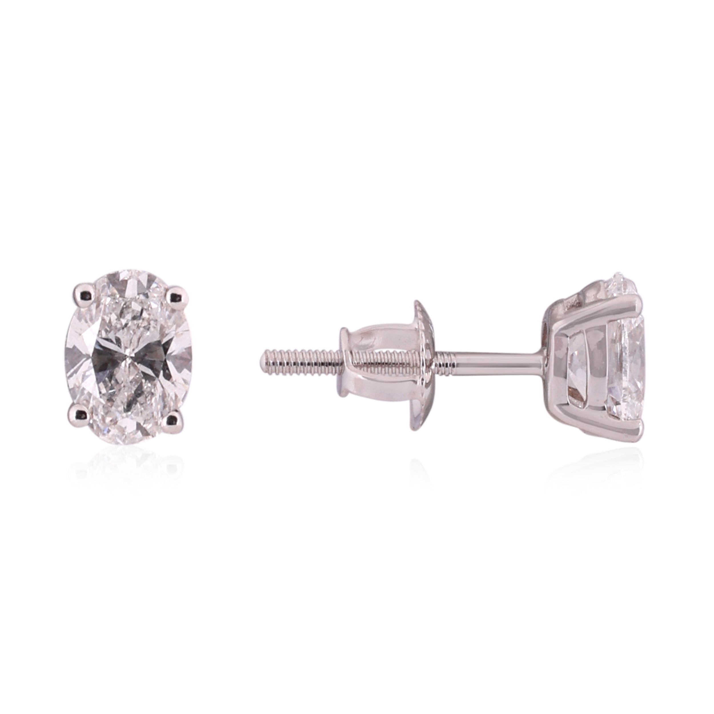 Oval-Cut 1.06 Carat Lab-Grown Diamond Ear-Stud in White Gold| SKU : 0020806163