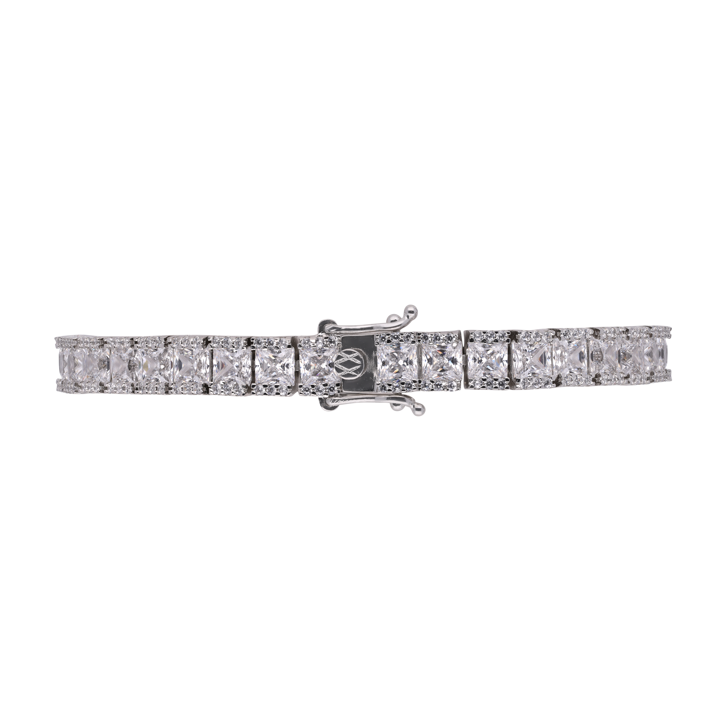 Sterling Silver Princess Cut Cubic Zircon Chain Bracelet | SKU : 0020809232