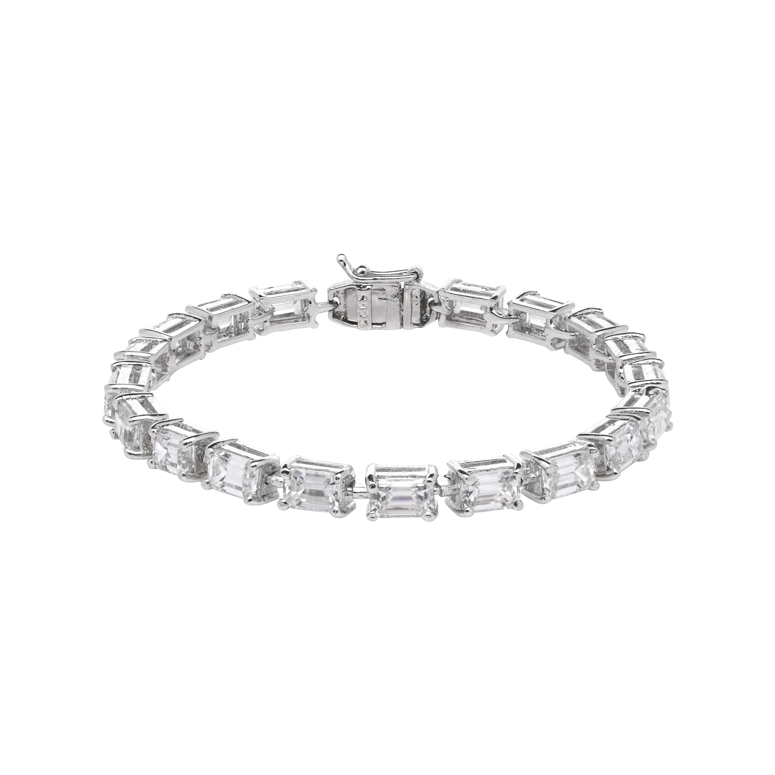 Sterling Silver Emerald-Cut Gemstone Bracelet | SKU 0020809287 , 0003394878