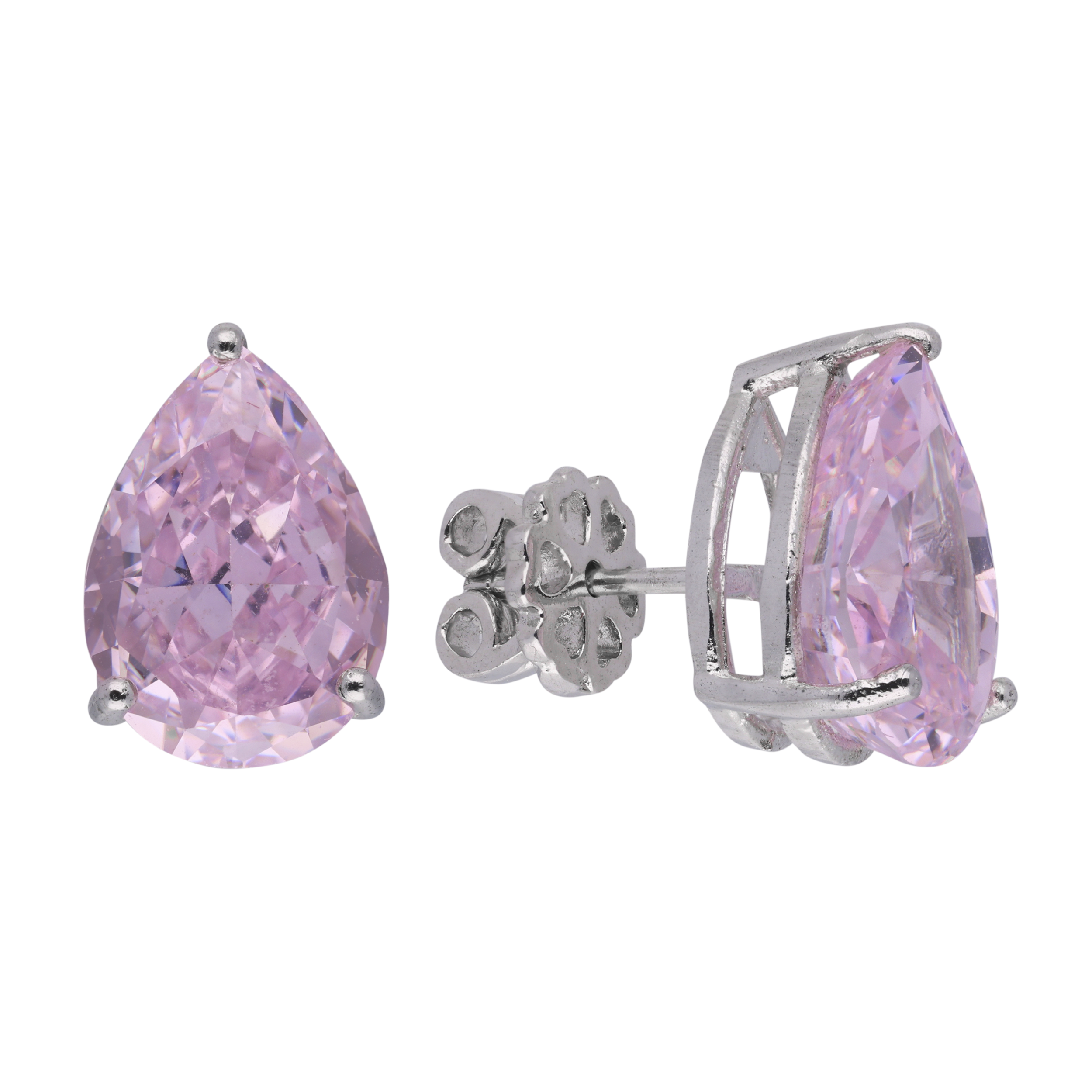 Light Pink Pear-Shaped Gemstone Sterling Silver Earstuds | SKU : 0020809461