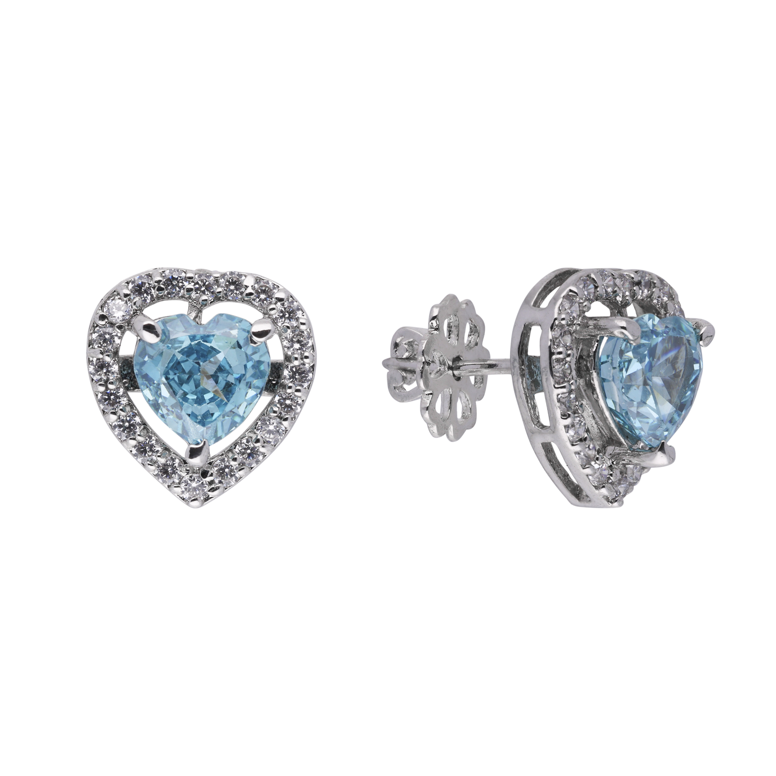 Heart-Cut Blue Sapphire Tops with Stone Halo | SKU : 0020809638, 0020809645