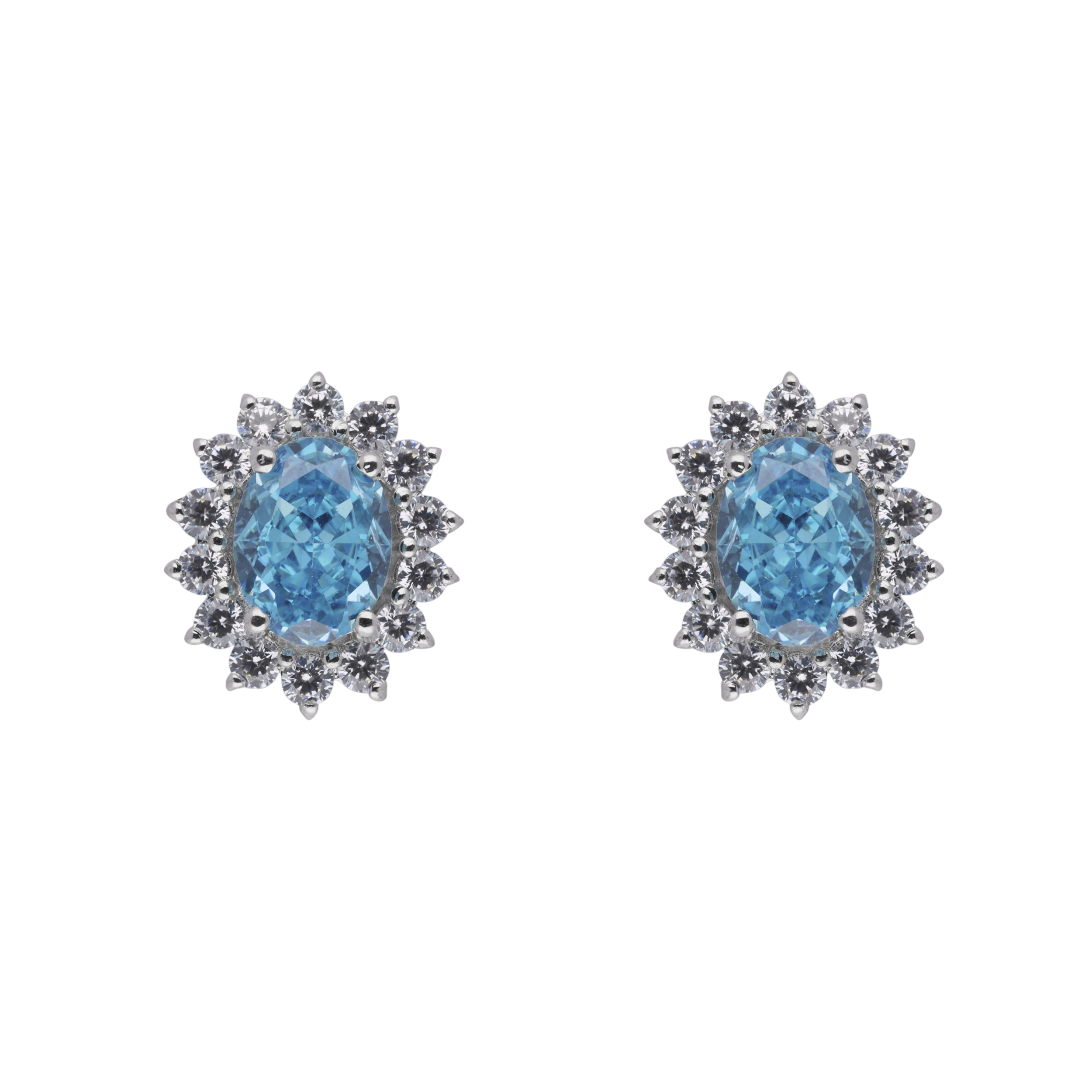 Sterling Silver Oval Gem Earstuds with Cubic Zirconia | SKU : 0003396285, 0020809676