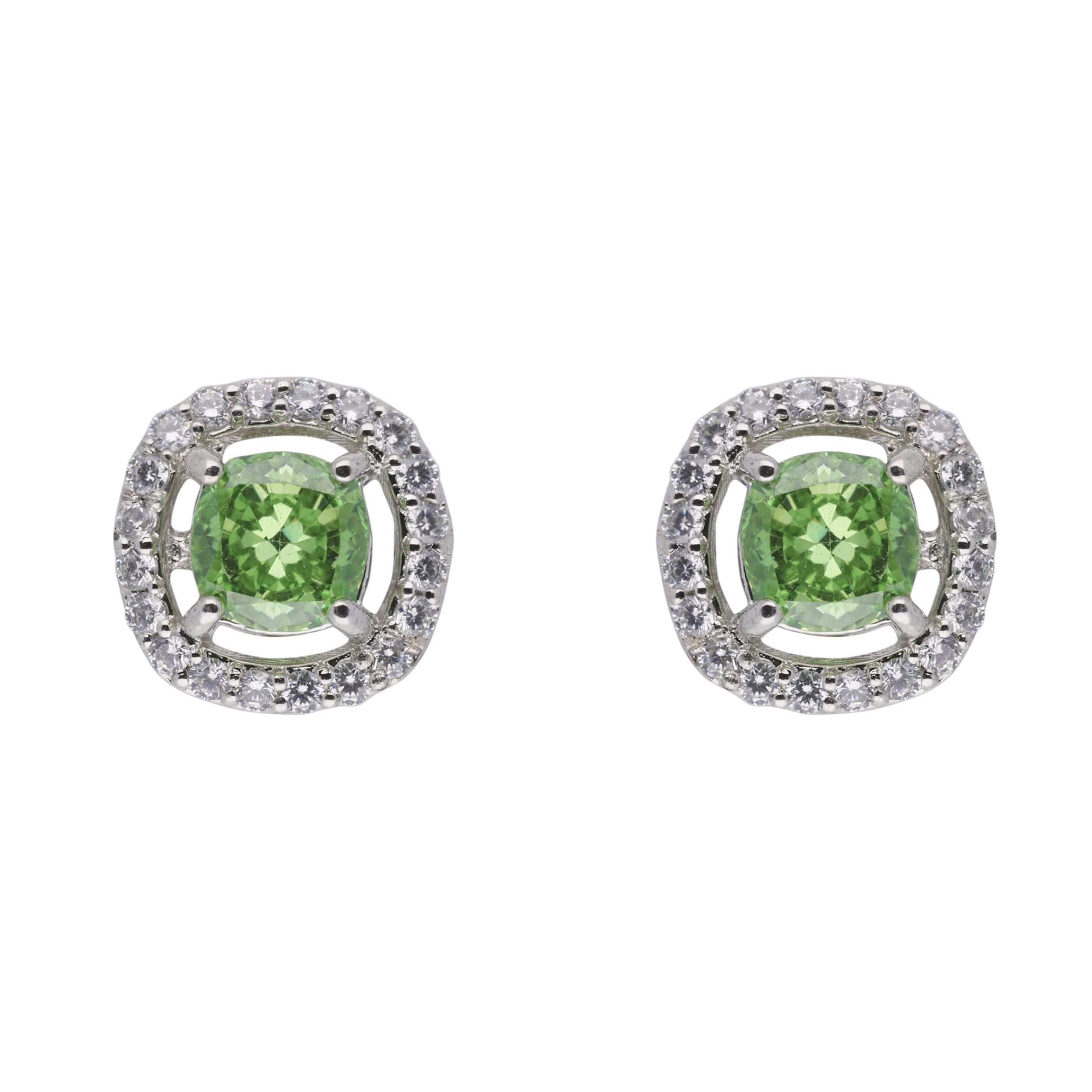 Sterling Silver Green Gem and Cubic Zirconia Earstuds | SKU : 0020809782