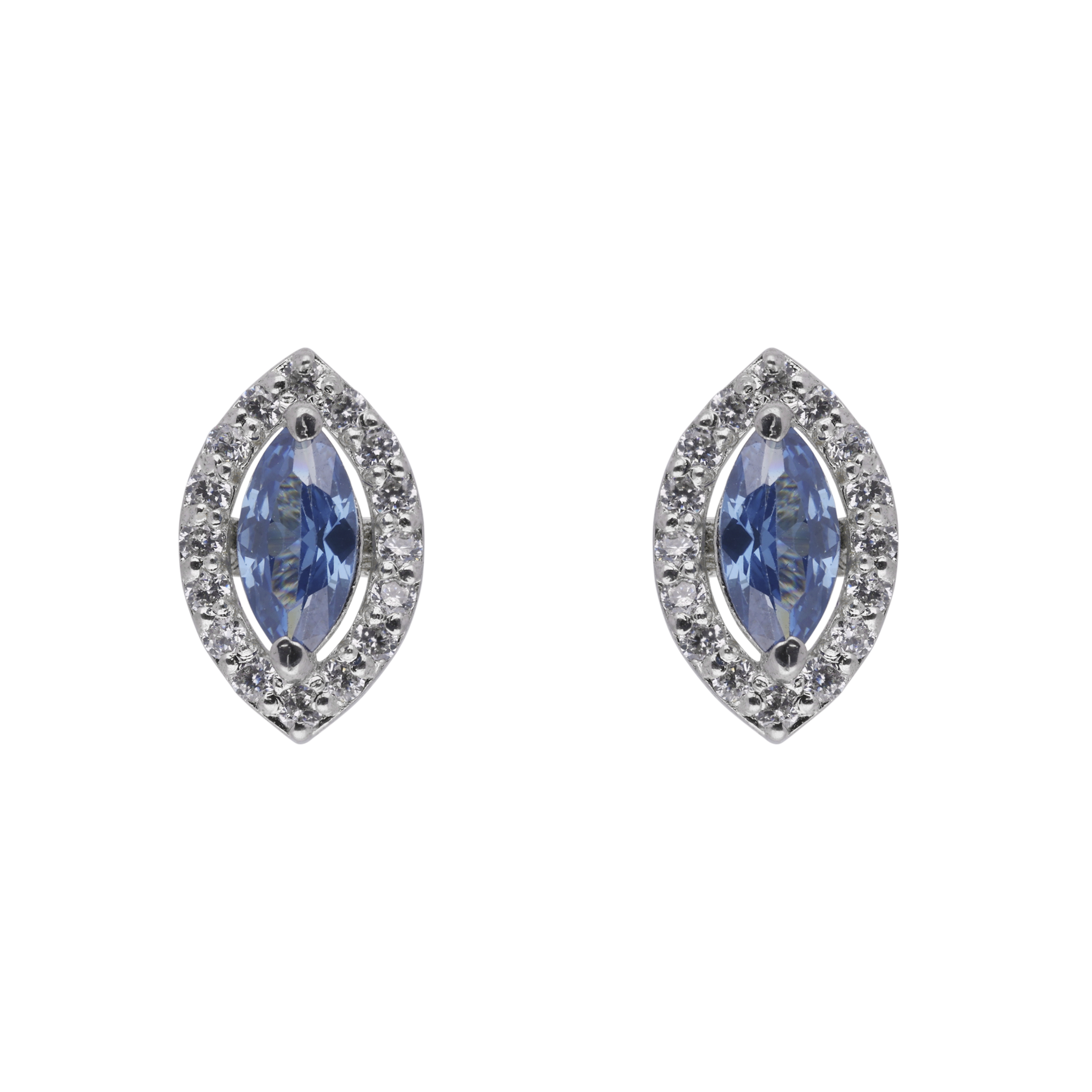 Sterling Silver Blue Gem Marquise Earstuds with Cubic Zirconia | SKU : 0020809812