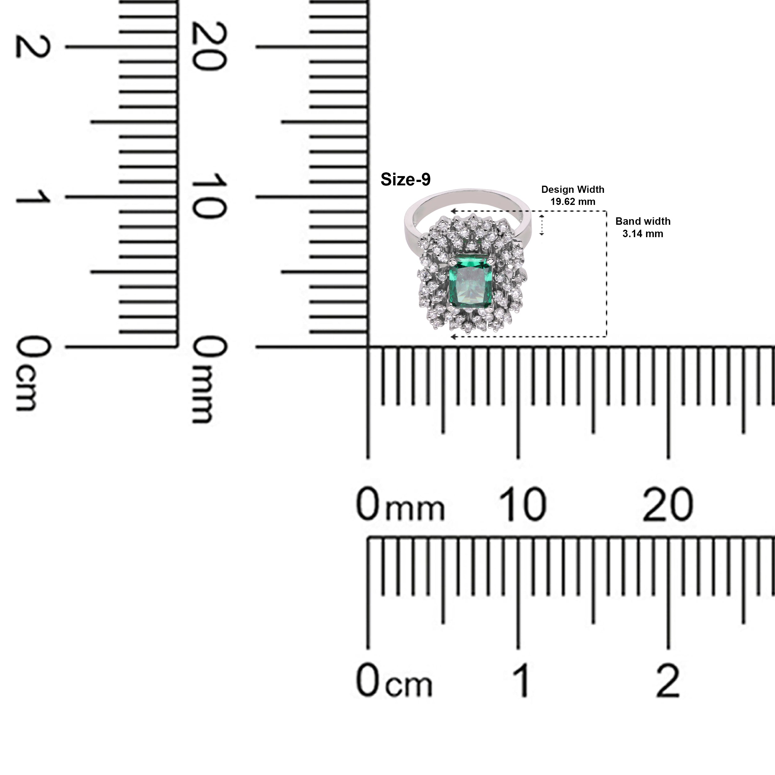 Sterling Silver Green Gemstone Ring with Cubic Zircon Accents | SKU : 0020809874 , 0003395097