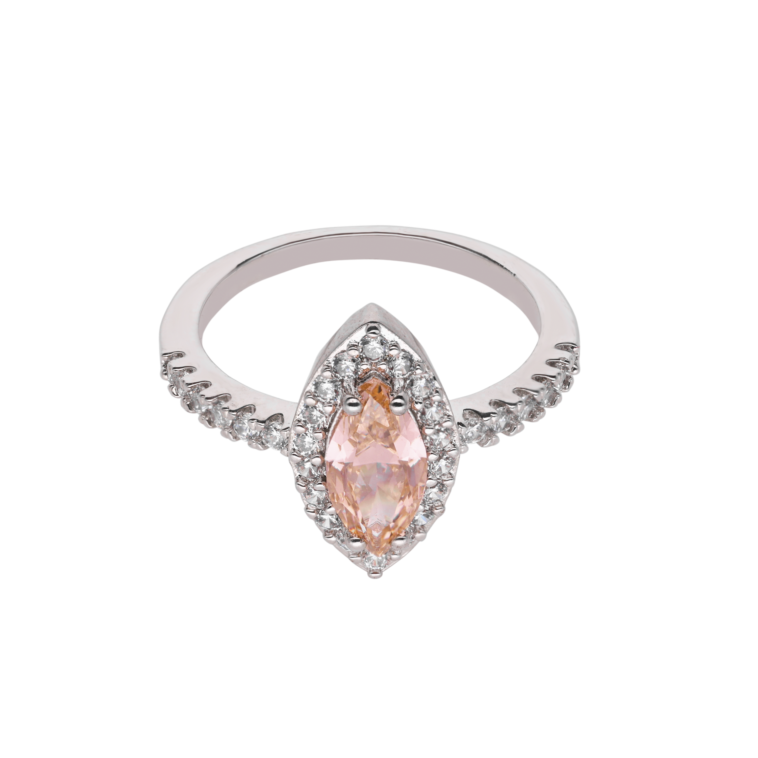 Sterling Silver Marquise Orange Gemstone Ring with Cubic Zircon | SKU : 0020809928