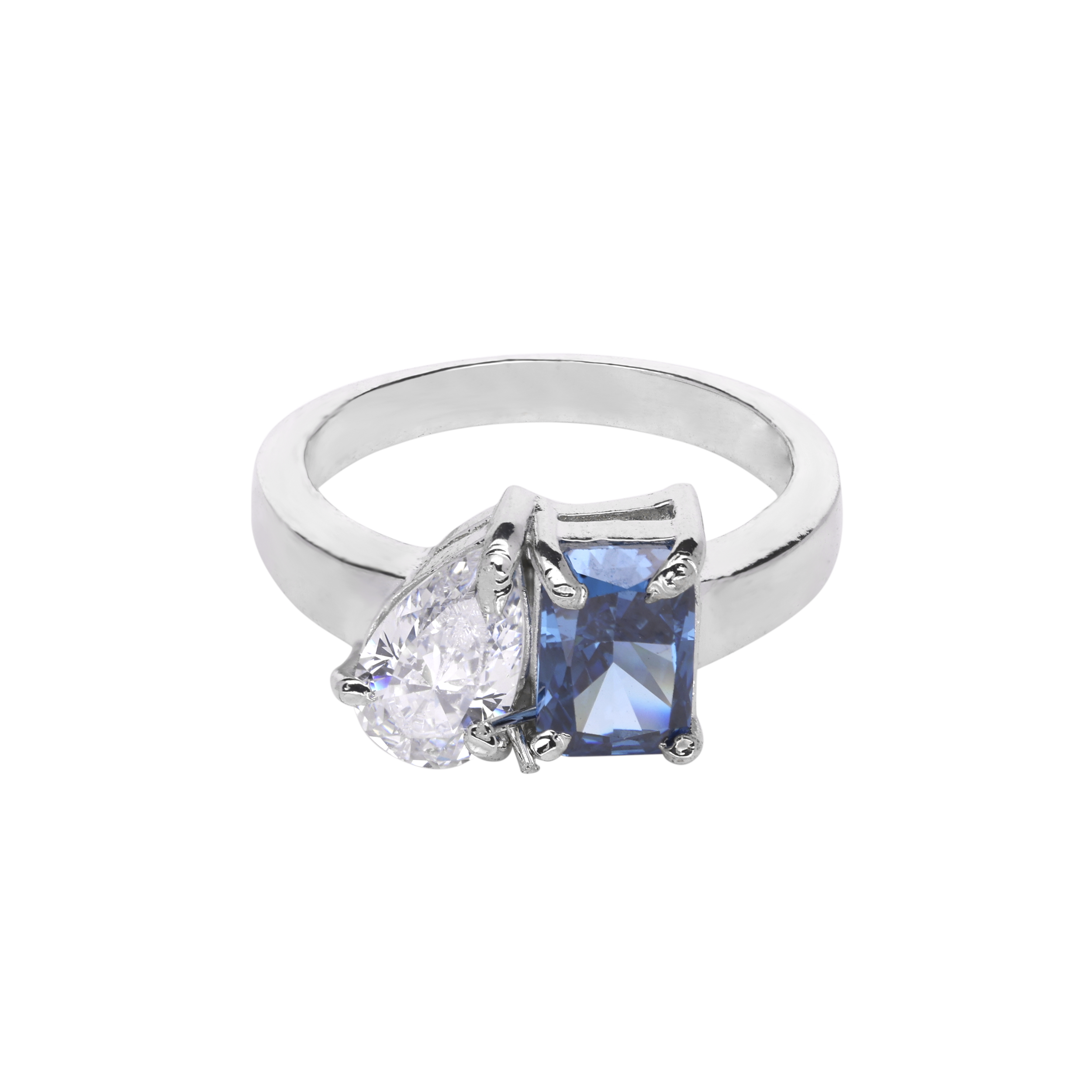 Blue Gemstone Ring Encircled with Sparkling Accents | SKU : 0003395141, 0020809973, 0020809980, 0003395158