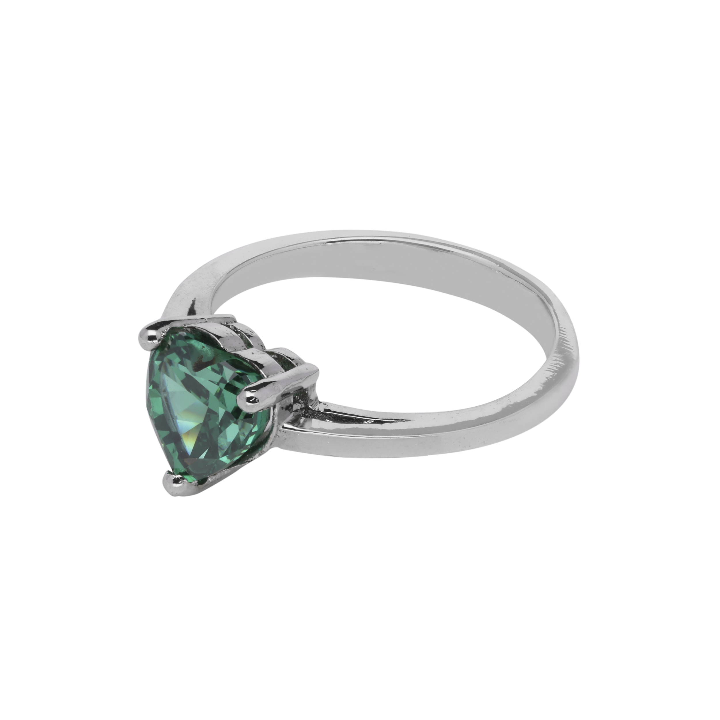 Silver Ring with Green Heart-Shaped Gemstone | SKU : 0020810085