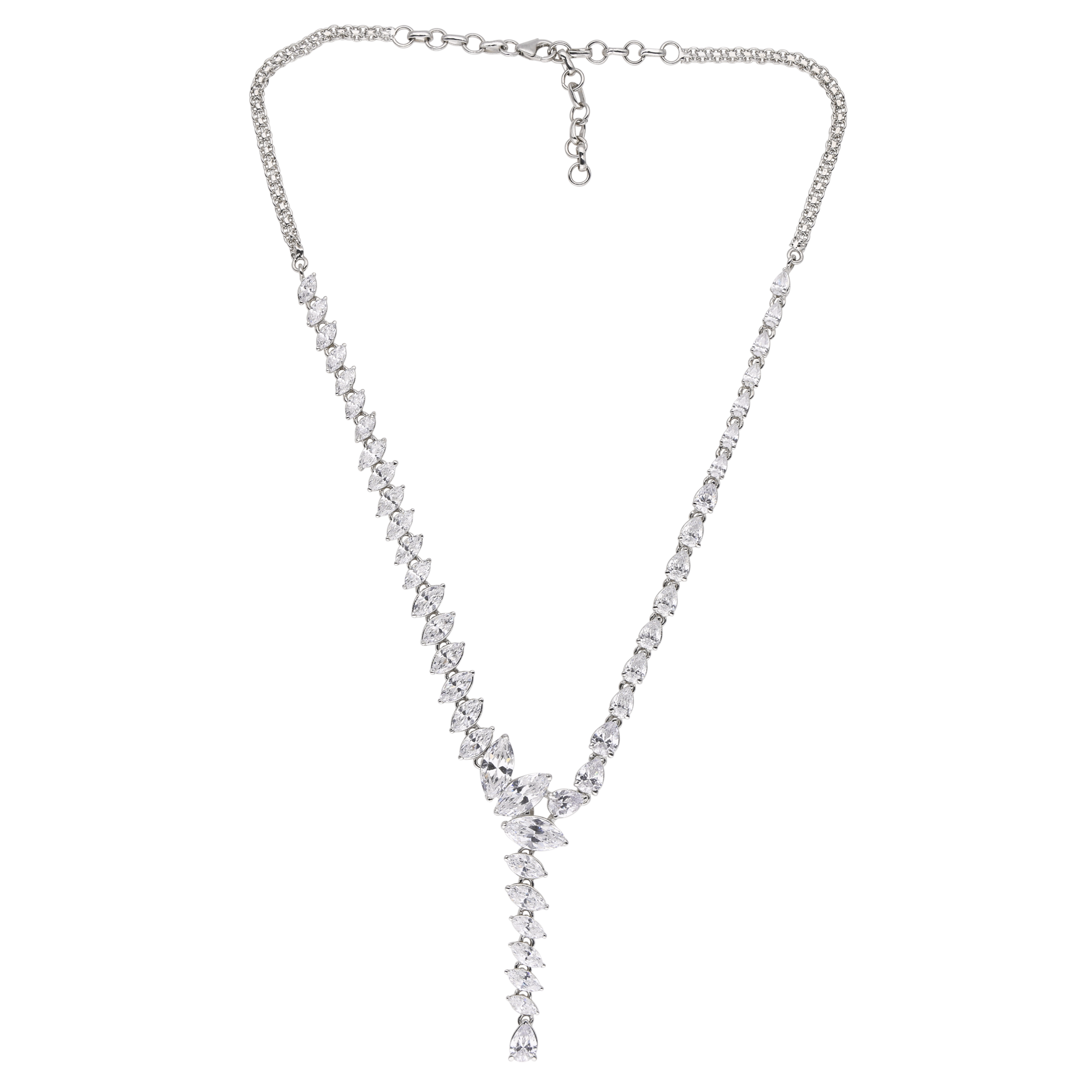 Sterling Silver Necklace Set with Marquise and Pear-Shaped Cubic Zirconia | SKU : 0020810115