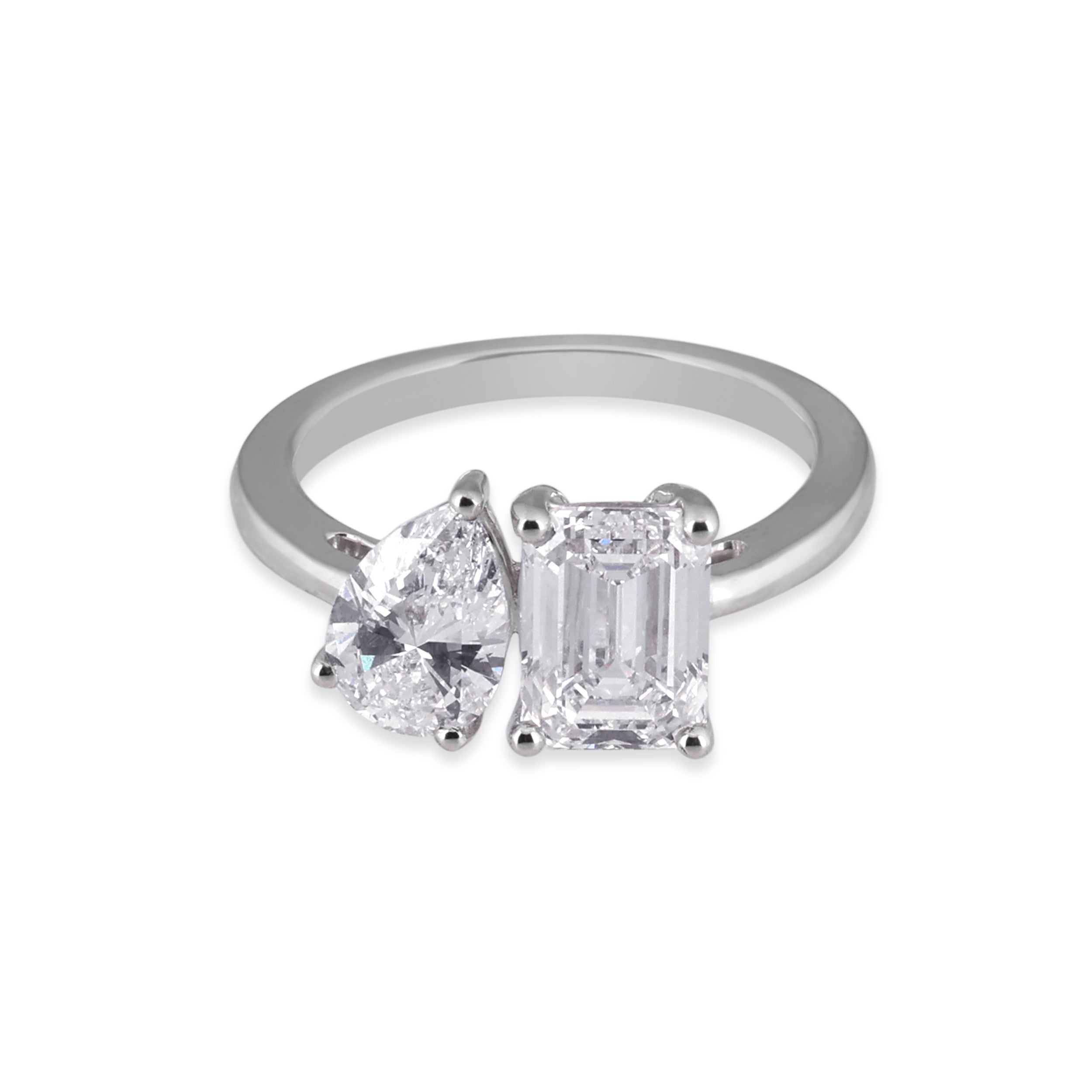 Pear and Emerald-Cut 3.09 Carat Lab-Grown Duo Diamond Ring | SKU : 0020829988