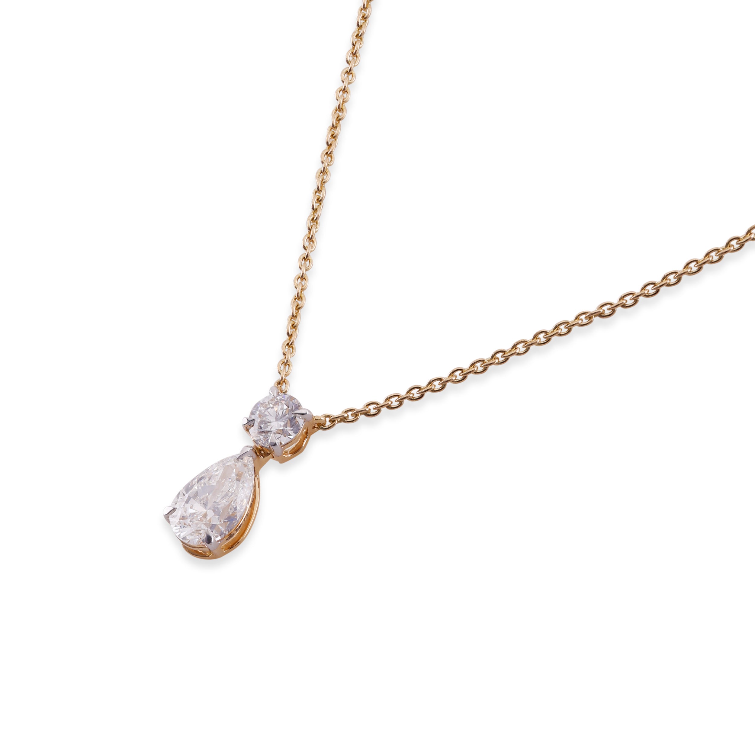 Pear and Round-Cut 0.98 Carat Lab-Grown Diamond Necklace in Yellow Gold| SKU : 0020829995