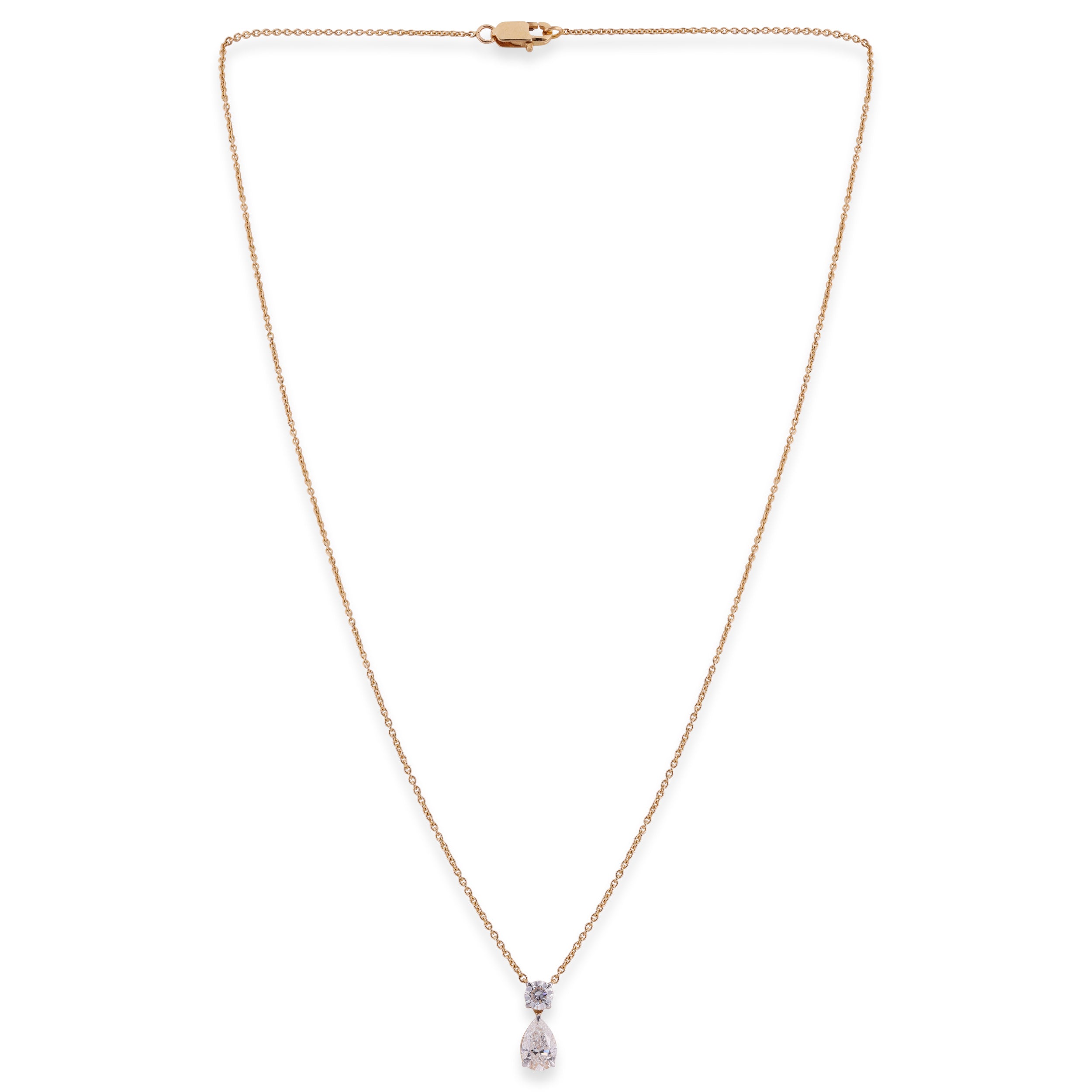 Pear and Round-Cut 0.98 Carat Lab-Grown Diamond Necklace in Yellow Gold| SKU : 0020829995