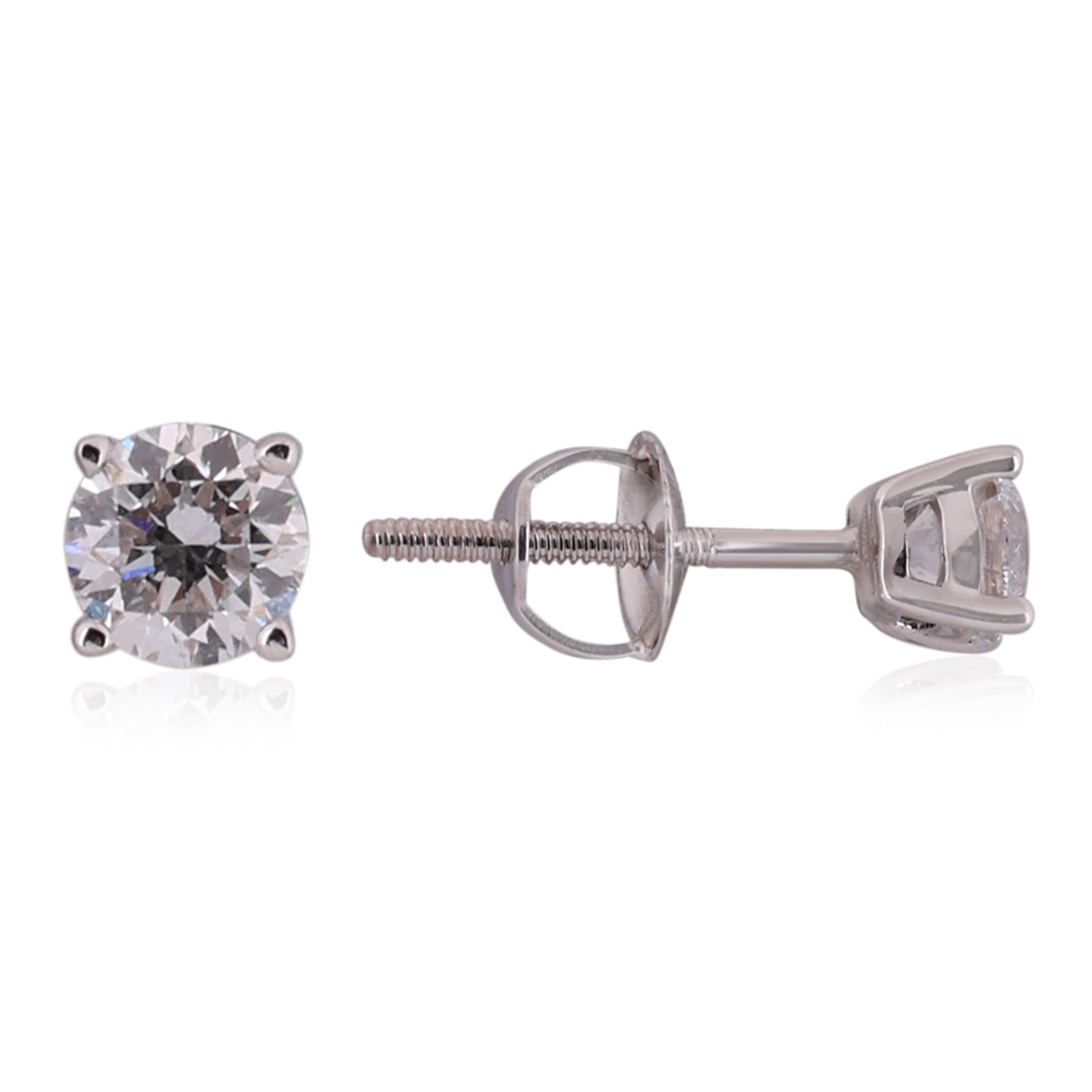 Round Brilliant-Cut 0.50 Carat Lab-Grown Diamond Ear-Stud in White Gold| SKU : 0020833428