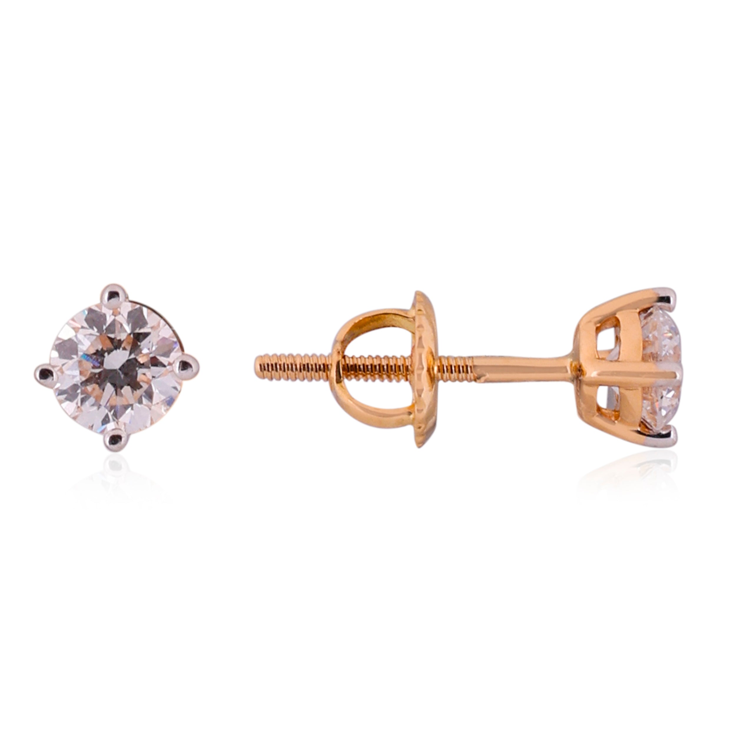 Round Brilliant-Cut 0.51 Carat Lab-Grown Diamond Stud in Yellow Gold| SKU : 0020833435