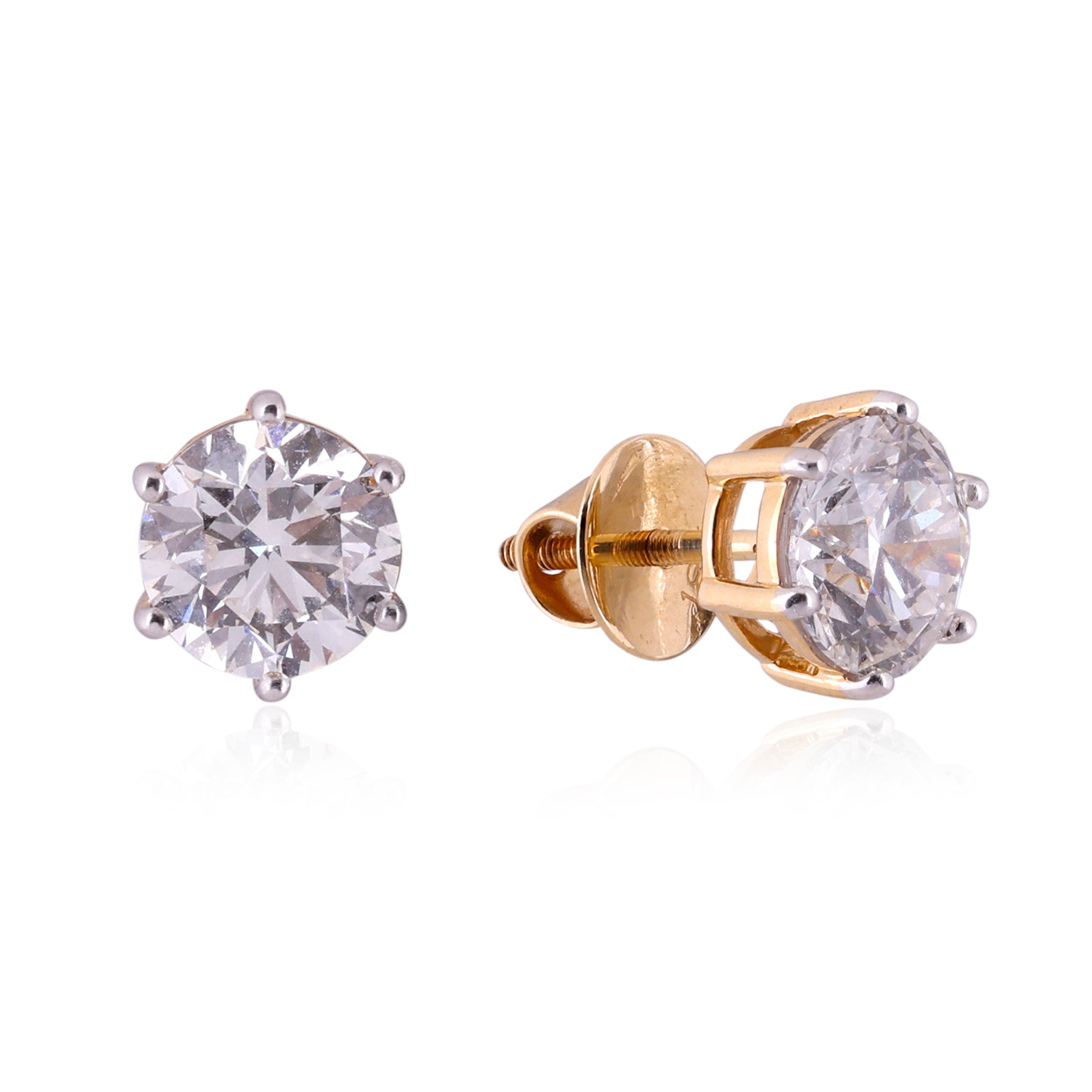 Round Brilliant-Cut 4.03 Carat Lab-Grown Diamond Stud in Yellow Gold| SKU : 0020833442