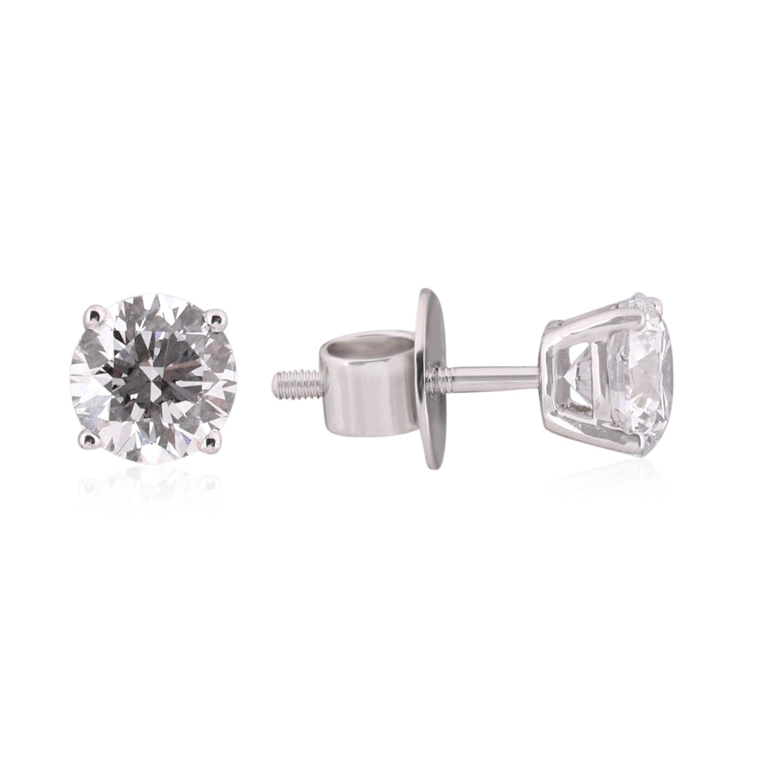 Round Brilliant-Cut 2.19 Carat Lab-Grown Diamond Stud in White Gold| SKU : 0020833459