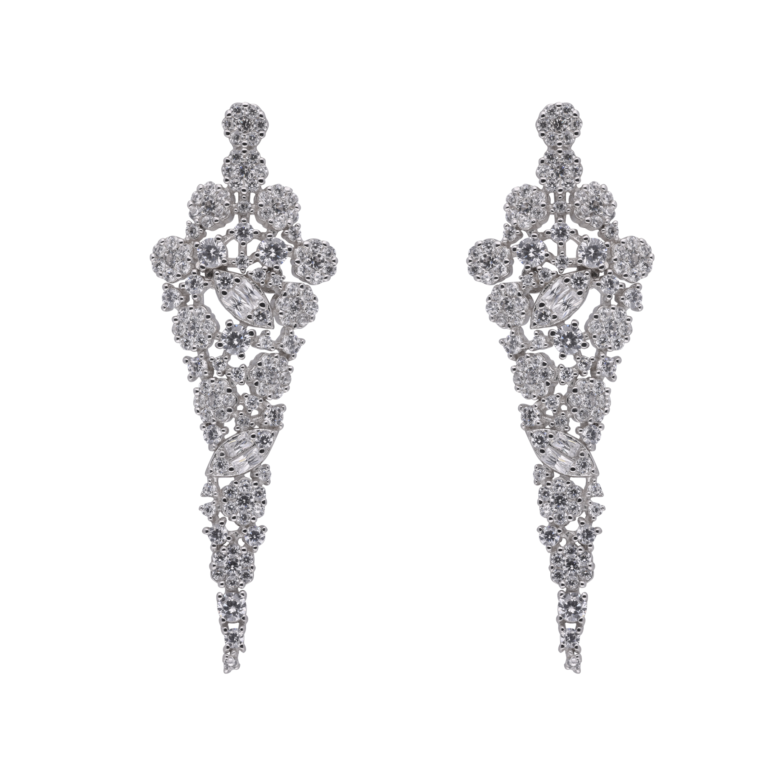 Contemporary Zirconia Sterling Eardrops | SKU : 0003403594, 0020846572