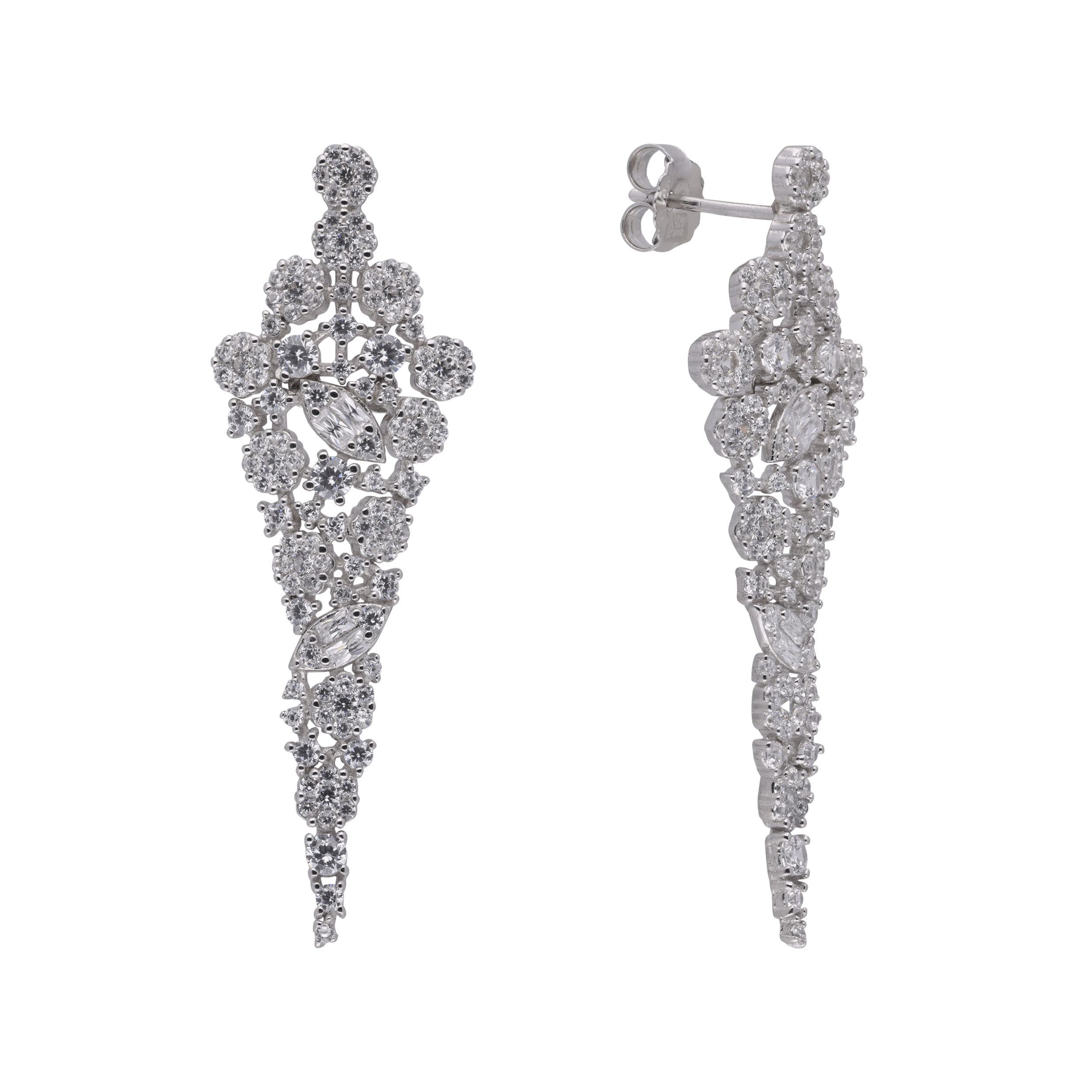 Contemporary Zirconia Sterling Eardrops | SKU : 0003403594, 0020846572