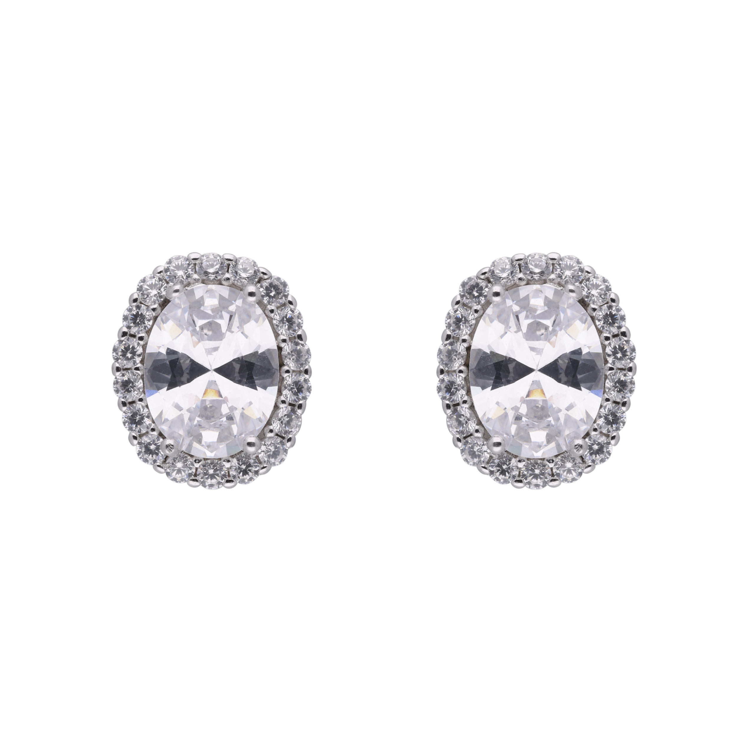 Oval Gem Halo Sterling Ear Studs | SKU : 0020846824, 0003399422, 0003399439, 0020846817, 0020846770, 0020846787, 0020846800, 0020846794