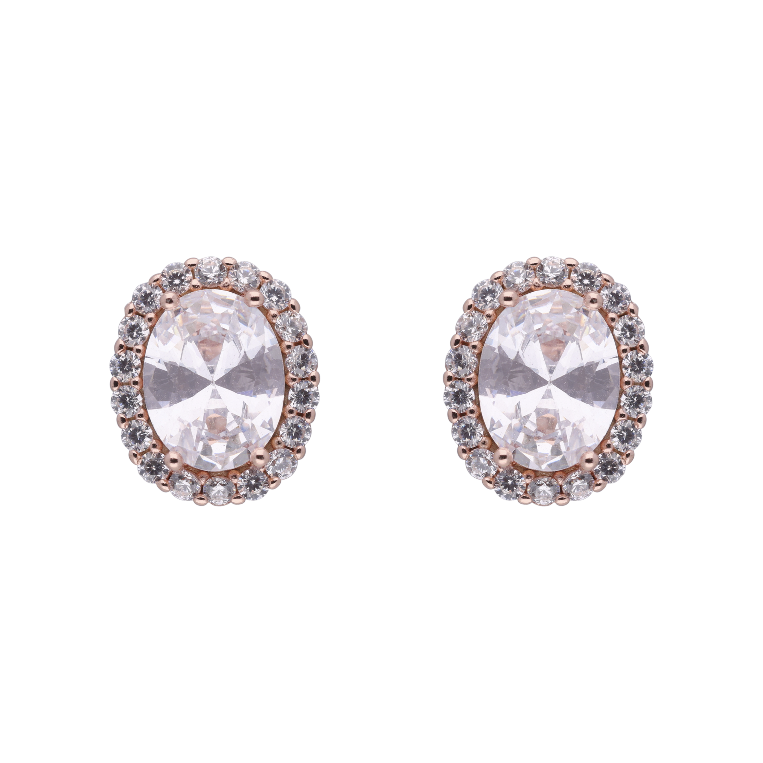 Oval Gem Halo Sterling Ear Studs | SKU : 0020846824, 0003399422, 0003399439, 0020846817, 0020846770, 0020846787, 0020846800, 0020846794